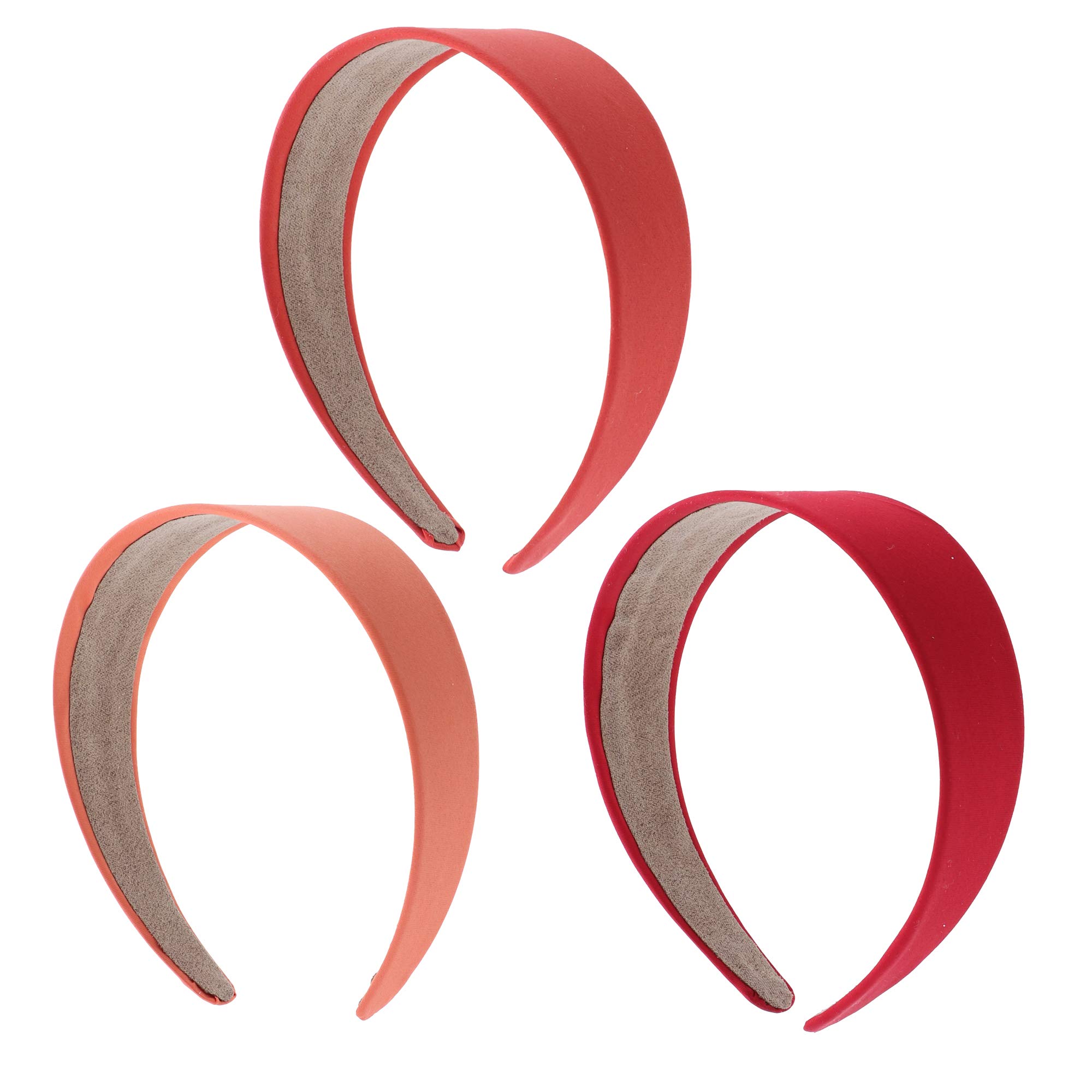 Motique 2 Inch Wide Satin Headbands for Women & Girls - Suede Lined Comfort, Set of 3 - Perfect for Workouts, Weddings, and Everyday Style