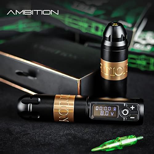 Professional Wireless Tattoo Machine Kit - Ambition Soldier Tattoo Kit with 2400mAh Battery, 40 Cartridge Needles, Bandages, Gloves, Ink Mixer & Accessories for Tattoo Artists | Perfect for Studio Work & Home Tattooing