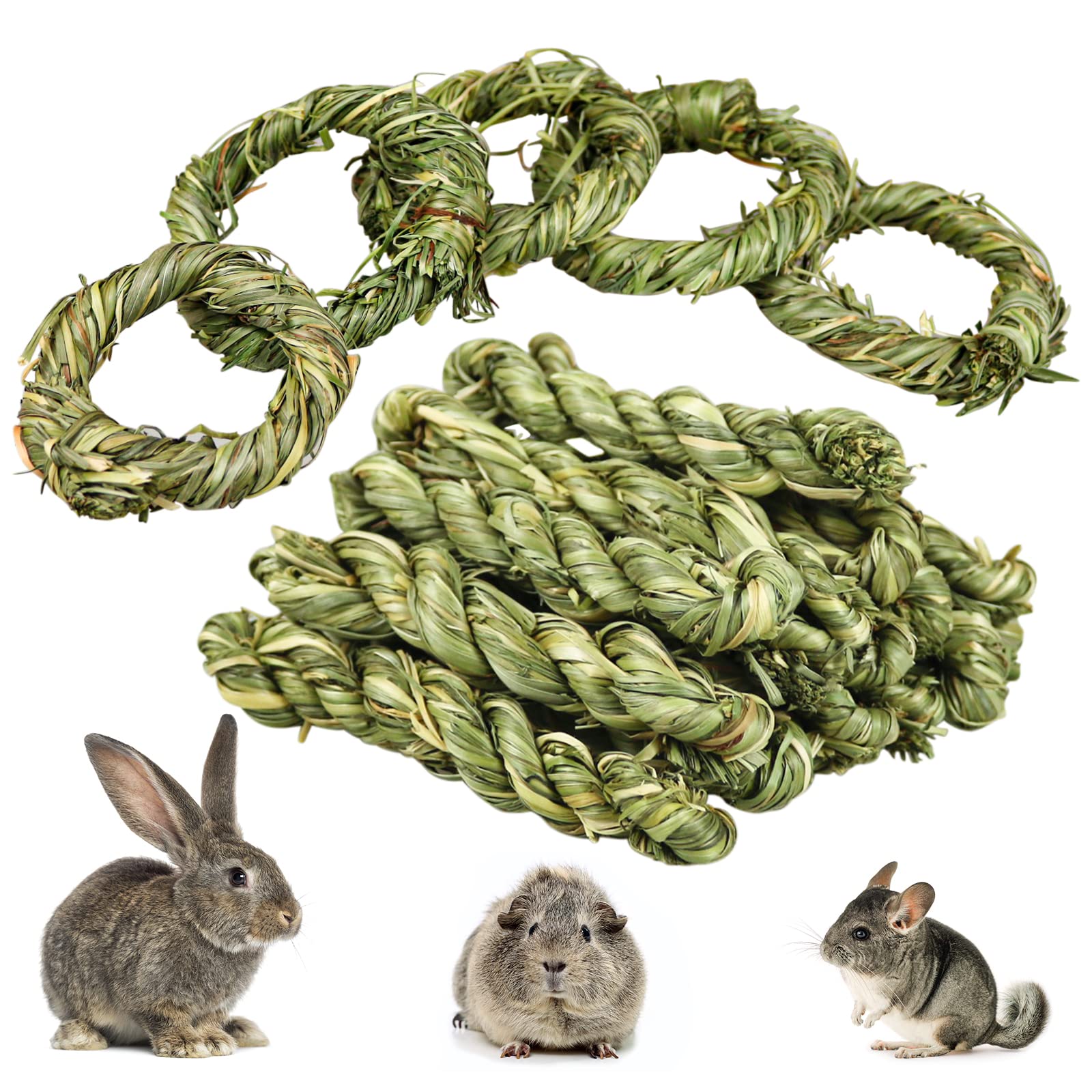 Episkey 20 Pcs Natural Timothy Grass Rabbit Chew Toys - Bunny Molar Grass Stick Toys for Small Animals like Rabbits, Hamsters, Guinea Pigs & Chinchillas - Boredom Breaker & Teeth Care Activity Play Toy for Indoor Pet Enrichment