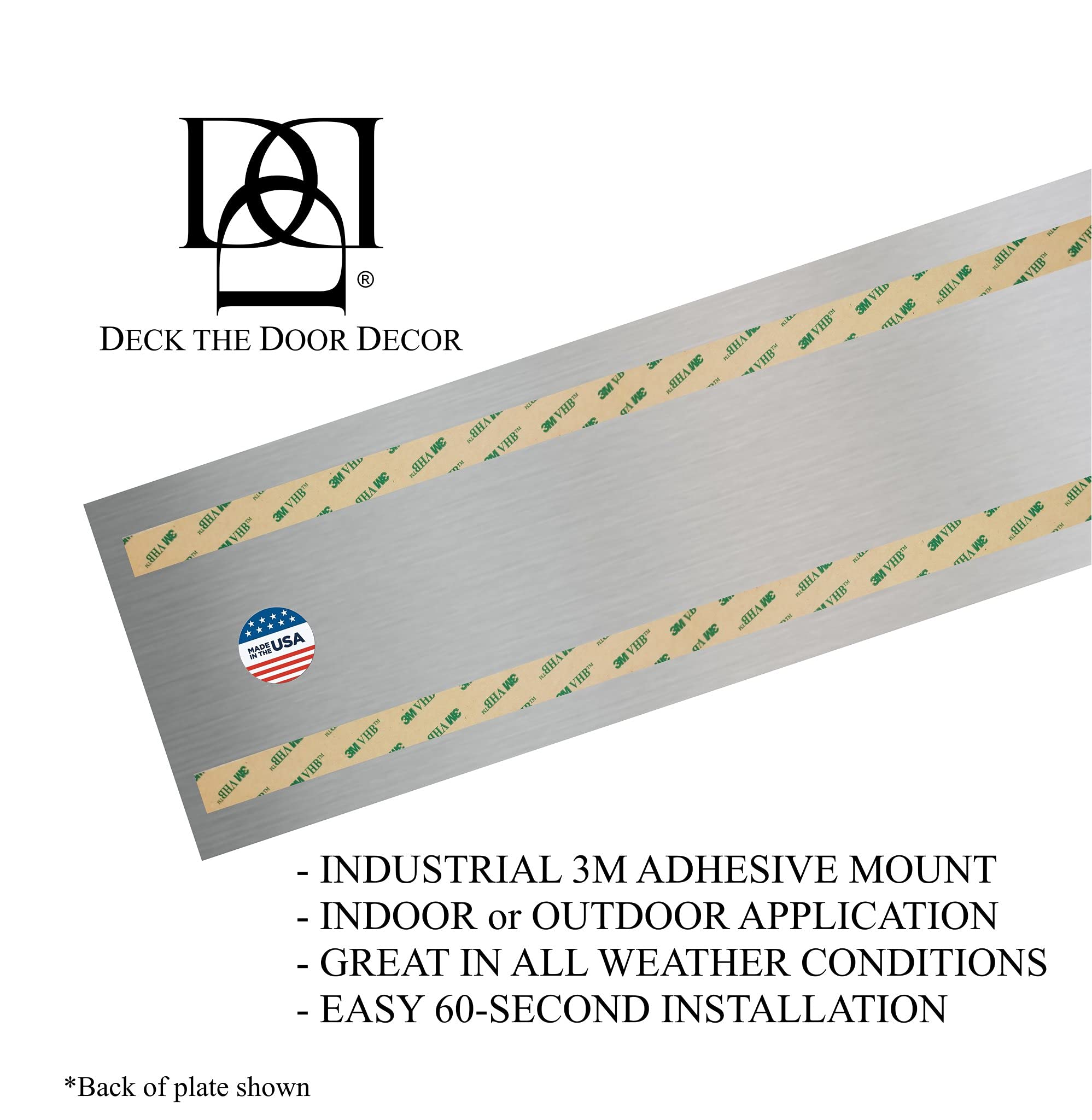 Engraved Door Kick Plate - Colonial Address Numbers - 3M Adhesive - Satin Black (6x30