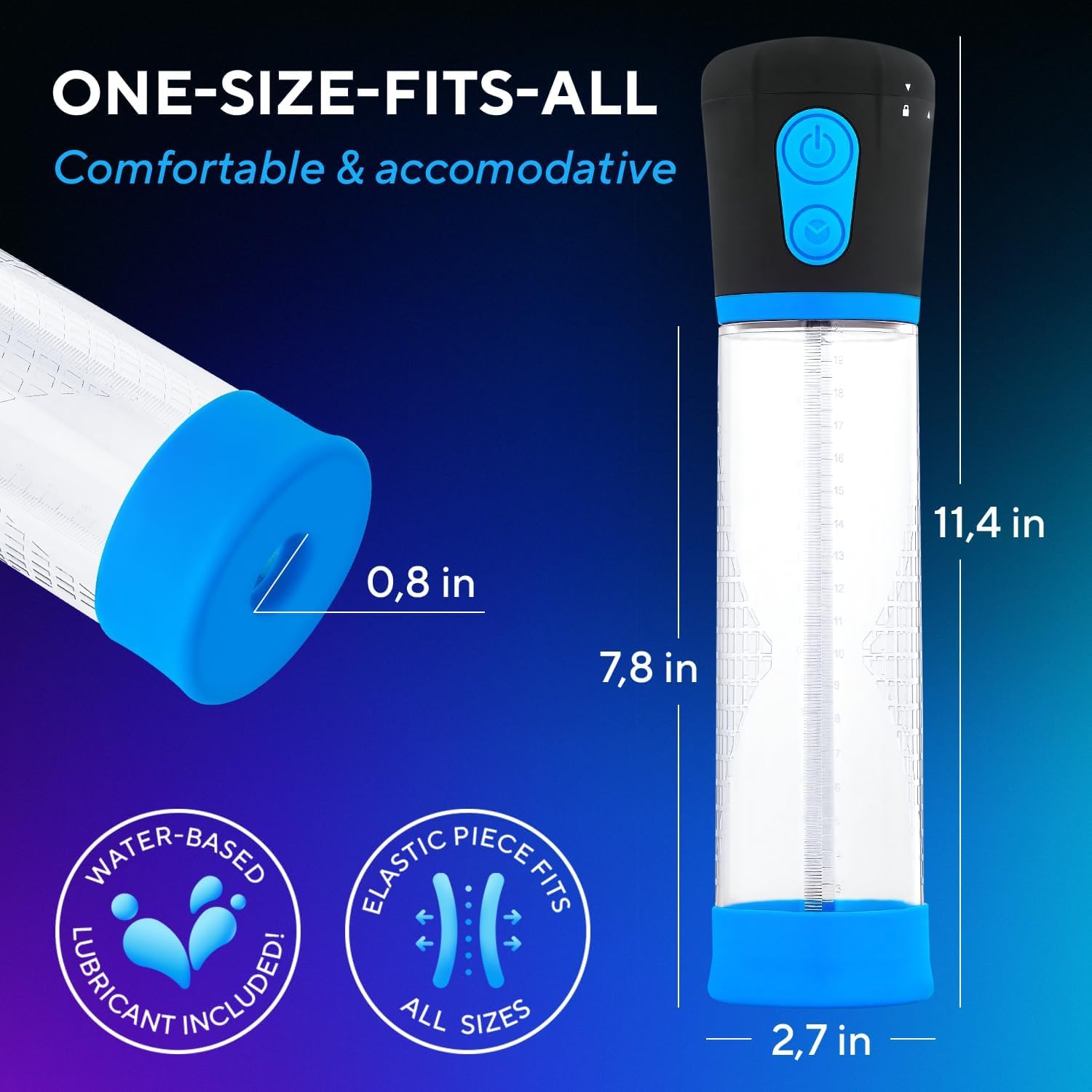 Electric Penis Pump for Men - Automatic Vacuum Enlargement Device with 3 Suction Modes | Male Enhancement & Pleasure Toy | Perfect for Solo Play, Couples & Intimate Moments | Blue Adult Sex Toy