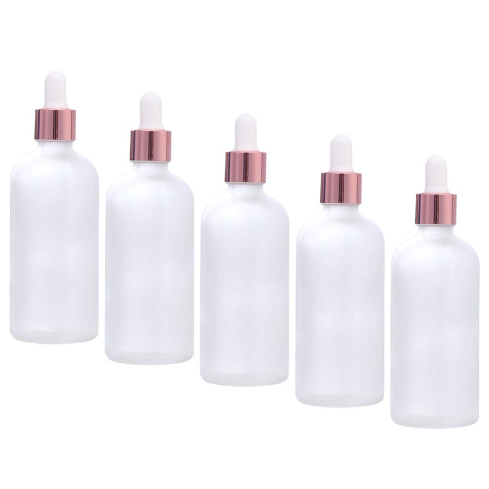 5pcs Travel-Sized Glass Dropper Bottles for Essential Oils & Cosmetics - Leak-Proof Refillable Containers with Eye Droppers - Perfect for DIY Skincare, Aromatherapy & Travel Toiletries