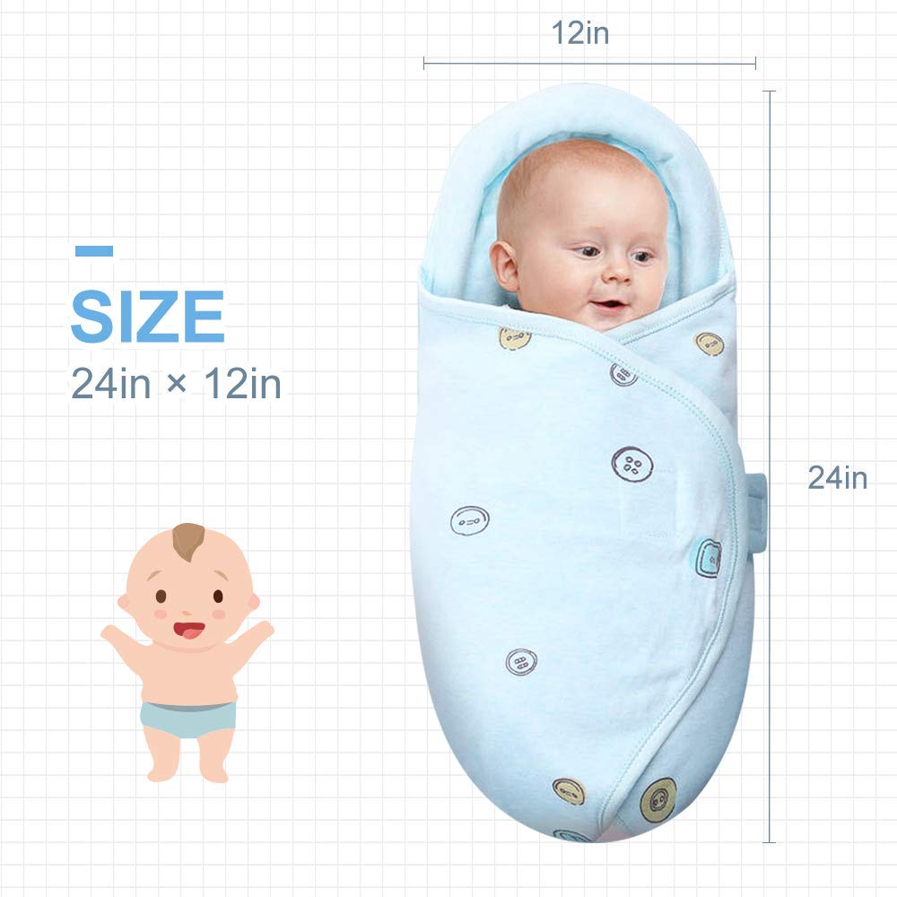 Knirose Baby Swaddle Blankets - Soft Unisex Newborn Swaddle Wrap for Boys & Girls 0-6 Months | Breathable Combed Cotton Wearable Sleep Sack with Secure Buttons (Blue) | Perfect for Nursery, Naptime & Swaddling Comfort