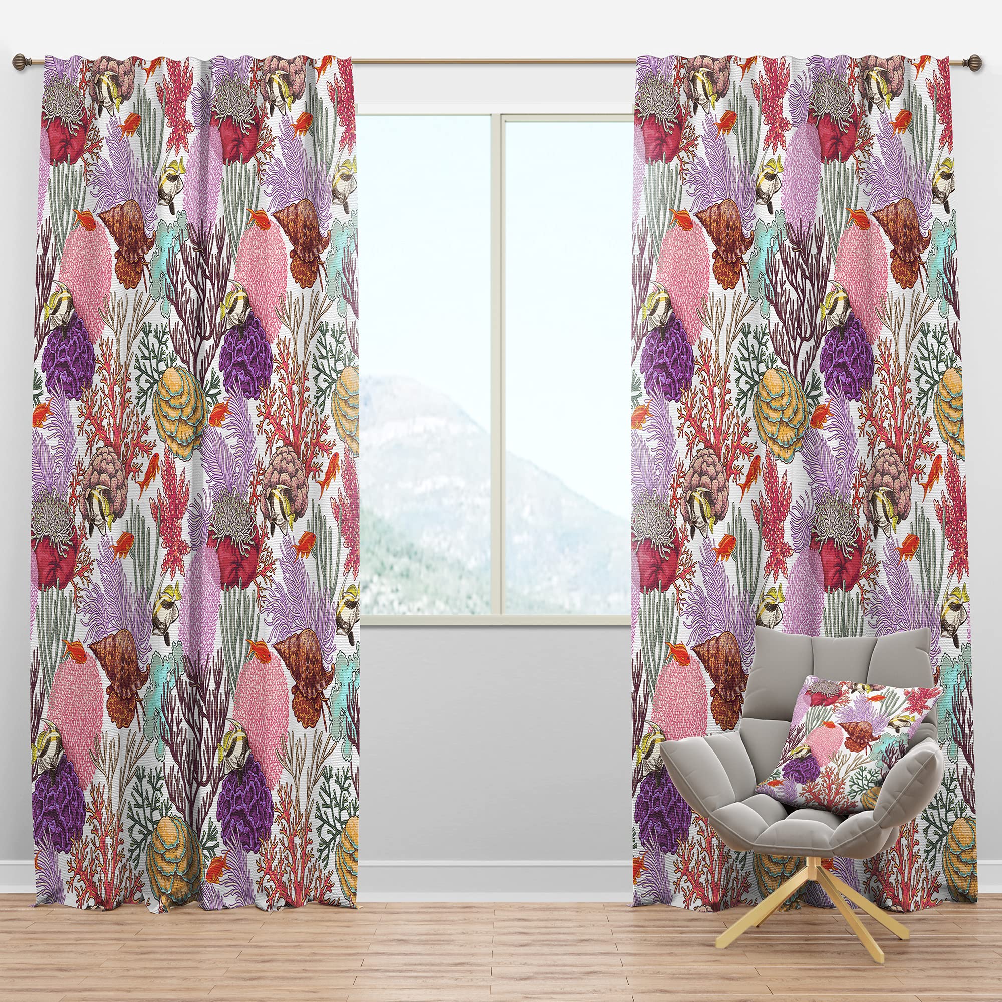 Coral Reef Fish Print Blackout Curtains - Thermal Insulated Room Darkening Drapes for Bedroom & Living Room - Single Panel 52x120 Inches - Perfect for Nursery, Home Theater & Light Sleepers