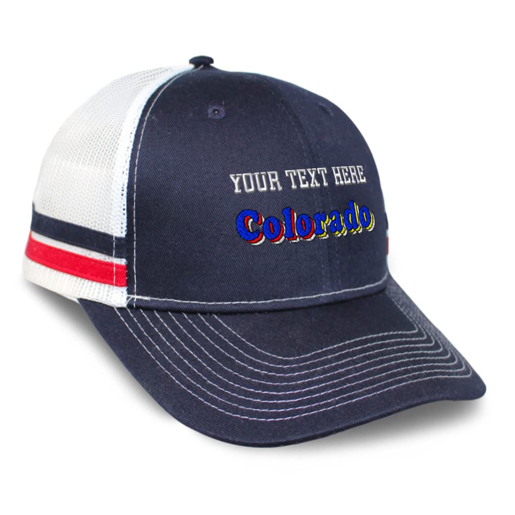 Custom Embroidered Trucker Hats for Men & Women - Adjustable Baseball Cap with Mesh Back, Colorado USA Flag Design - Perfect for Outdoor Activities, Sports Events & Road Trips