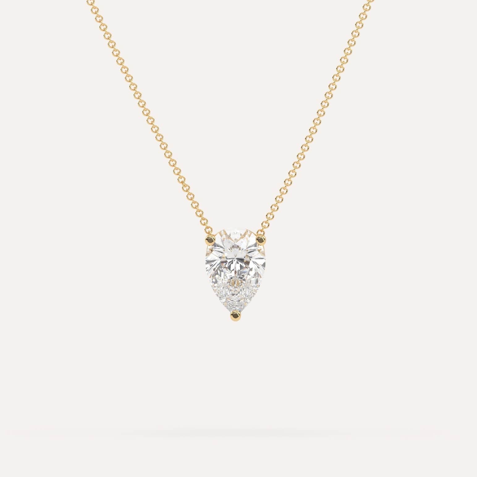 2 Carat Pear-Shaped Floating Diamond Pendant Necklace for Women - Elegant Dainty Jewelry Gift for Anniversary, Wedding & Special Occasions
