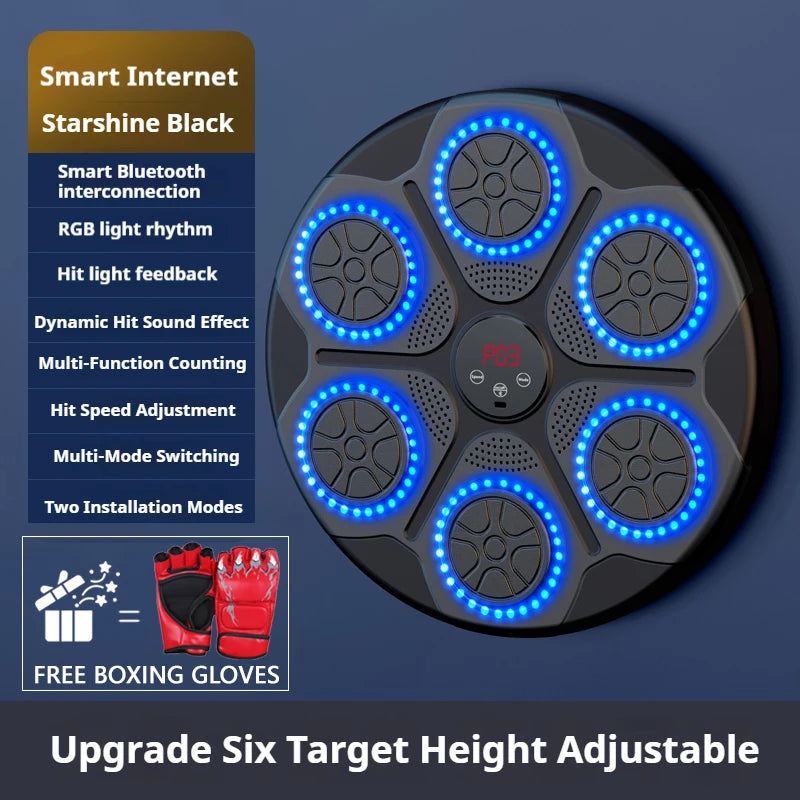Smart Bluetooth Wall Mounted Music Boxing Trainer - Electronic Punching Bag for Home Gym, Boxing Equipment with Music Sync & Target Practice | Perfect for Cardio, Strength Training & Stress Relief