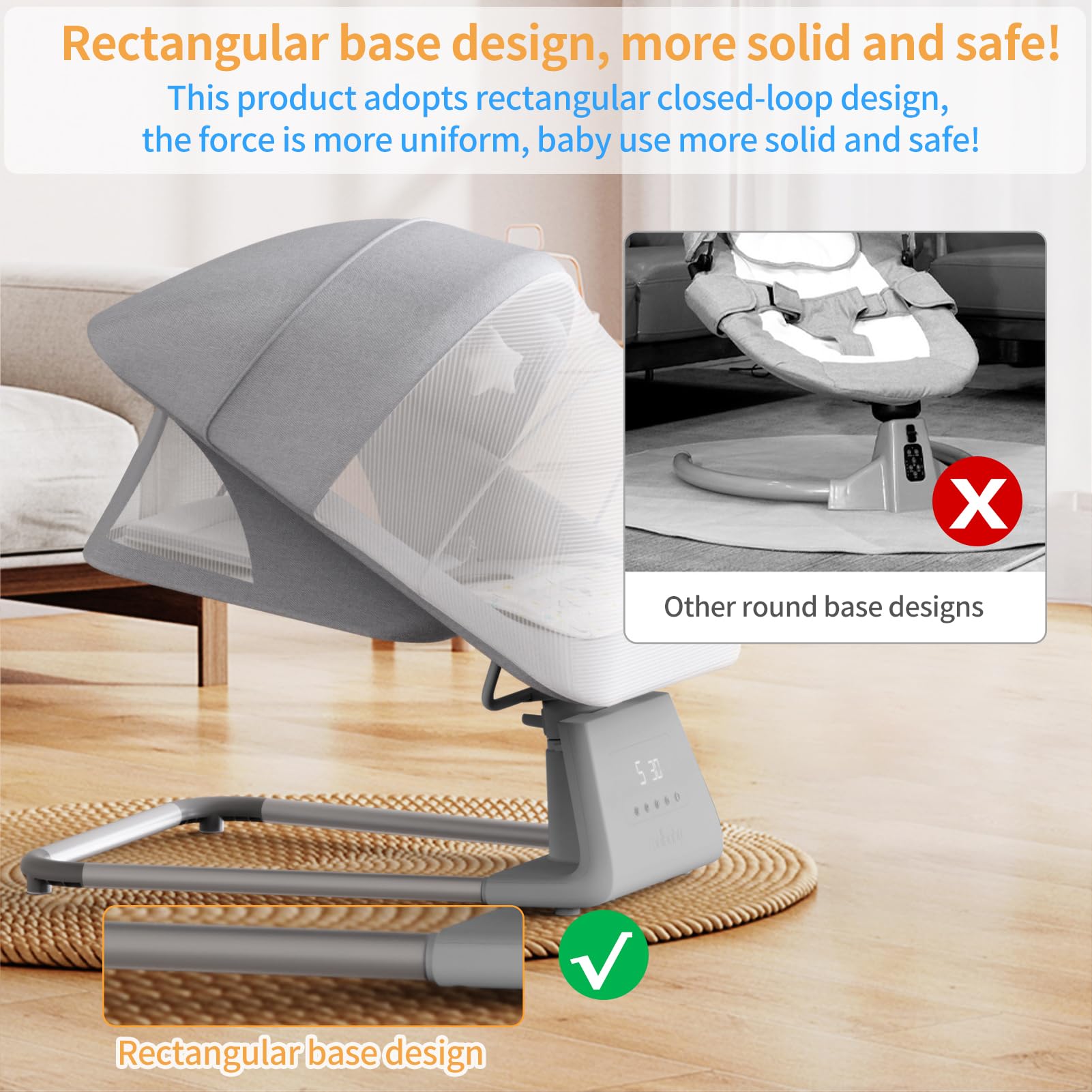 Baby Swing for Infants & Toddlers - Portable Indoor Rocker with Remote, 5 Speed Settings, Bluetooth & 11 Lullabies - Newborn Bouncer for Boys & Girls (Perfect for Nursery, Daycare & Travel)