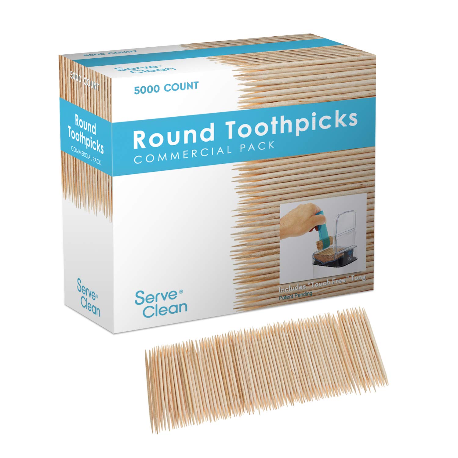 Eco-Friendly No Touch Wooden Toothpicks - 5000 Count | Disposable Bamboo Toothpicks for Restaurants, Parties, Appetizers & Crafts | Perfect for Food Serving, Dental Hygiene & DIY Projects