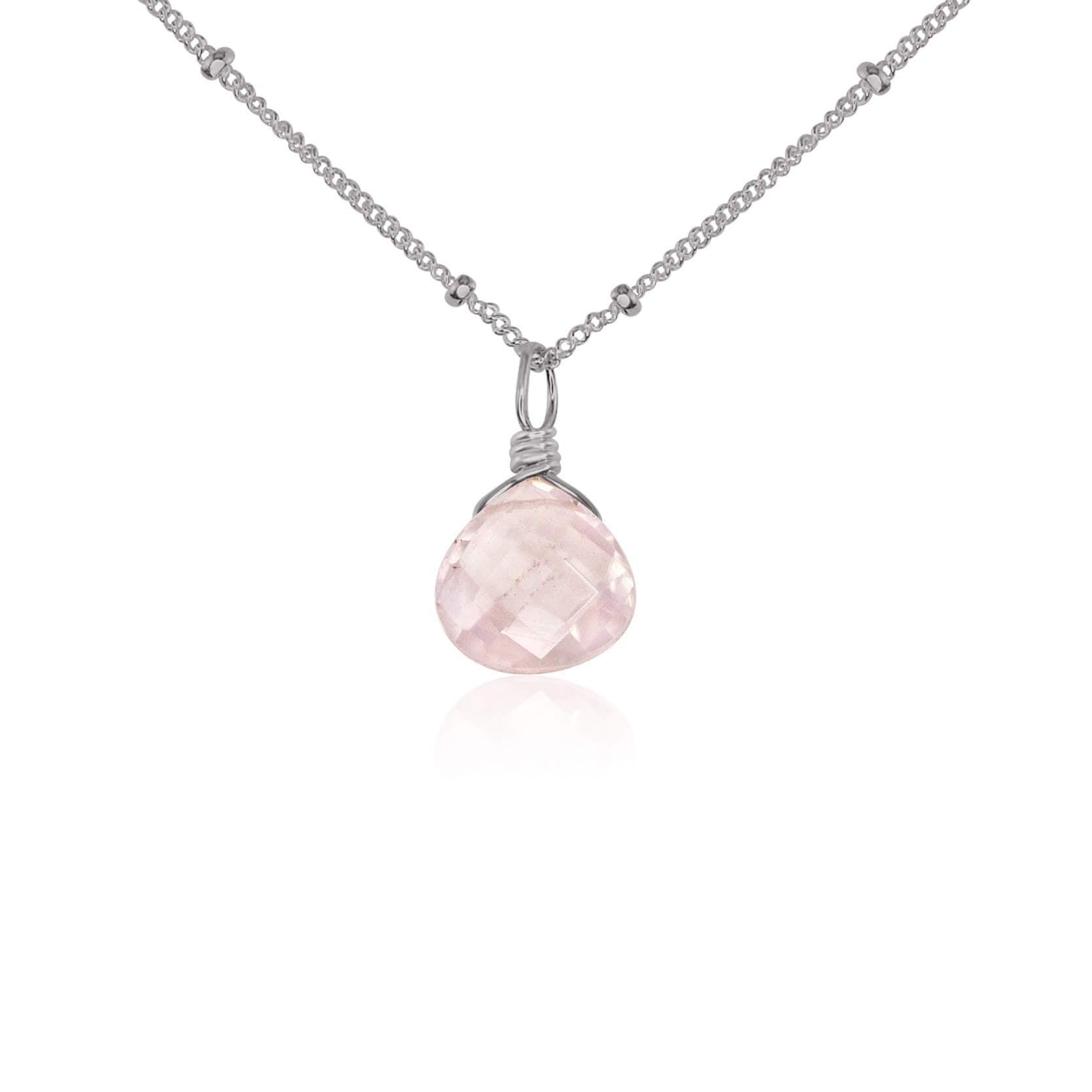 Rose Quartz Teardrop Crystal Pendant Necklace for Women - Healing Stone Jewelry for Love & Positive Energy | Perfect Gift for Valentine's Day, Anniversary & Spiritual Healing