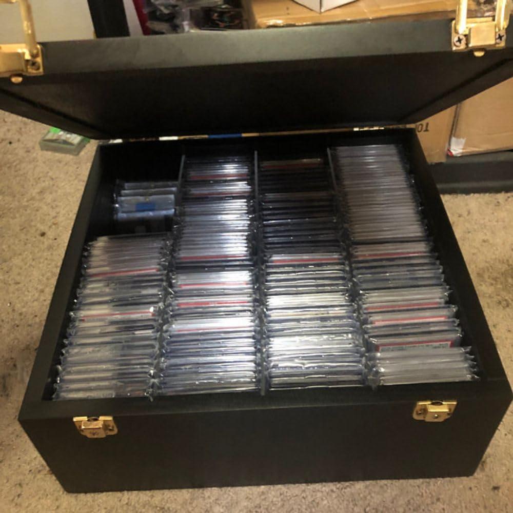 Premium Wooden Baseball Card Storage Box - Holds Graded & Ungraded Trading Cards - Organize & Protect Your Collection - Perfect for Display, Home Decor, and Collectors