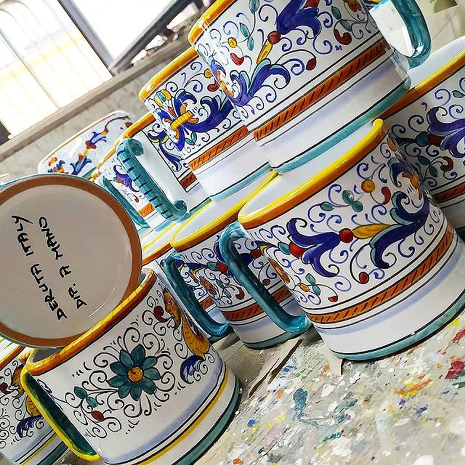 Handcrafted Raffaellesco Deruta Mug | Authentic Italian Ceramic Coffee Cup | 12 oz (350 mL) | Handpainted in Deruta, Italy | Perfect for Espresso, Tea & Home Decor