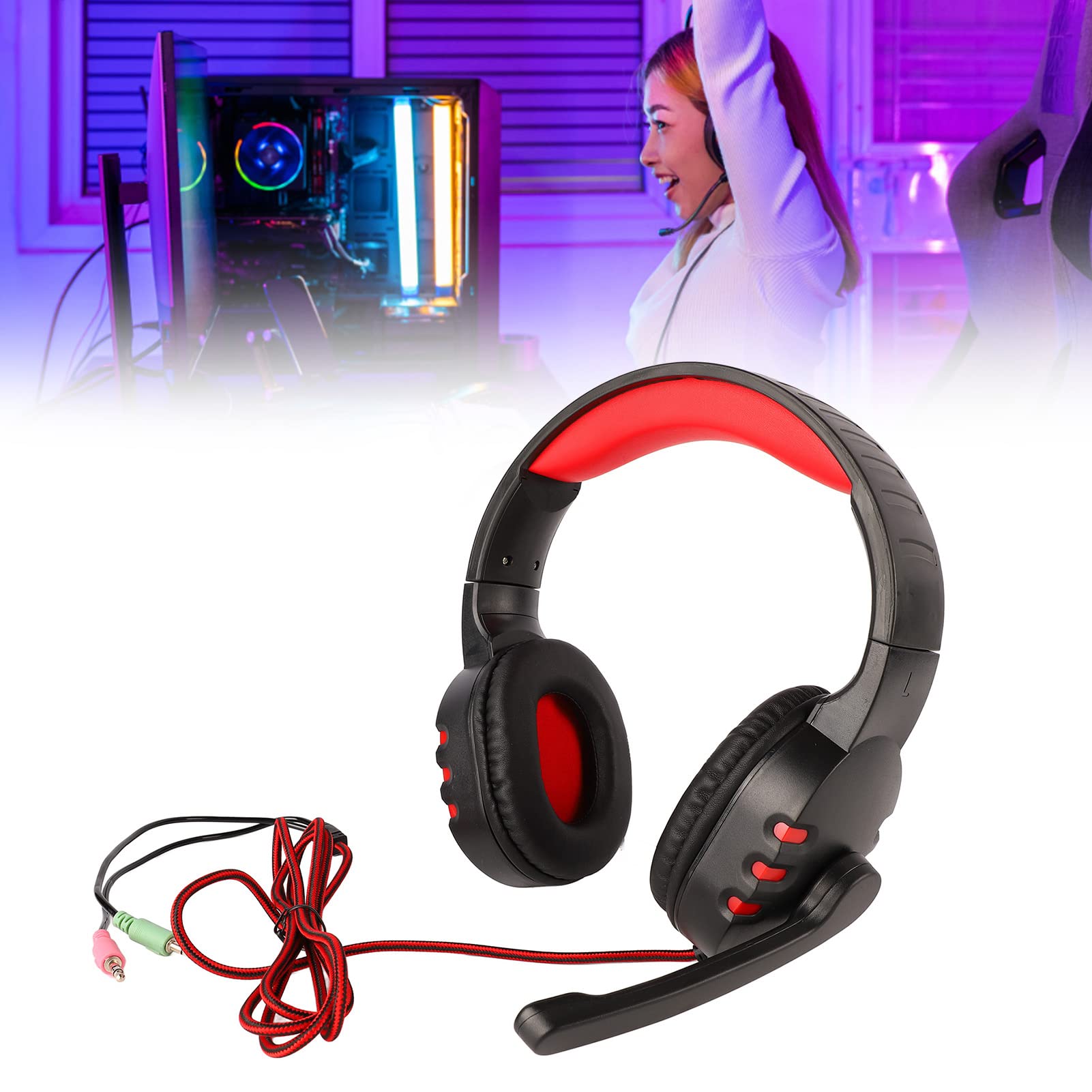 Topiky Wired Gaming Headset with Noise Cancellation, Adjustable Headband & Mic for PC - Perfect for Competitive Gaming, Streaming & Online Meetings