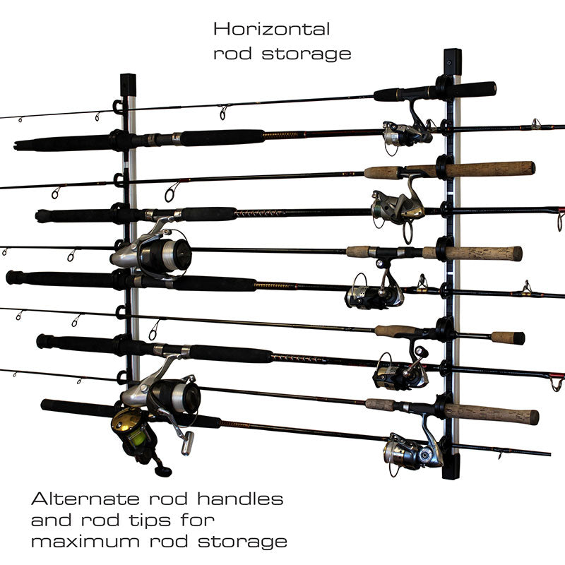 10-Rod Wall or Ceiling Mounted Storage Rack - Space Saving Organizer for Fishing Rods, Ski Poles, Broomsticks & More - Perfect for Garage, Basement, or Outdoor Shed Organization