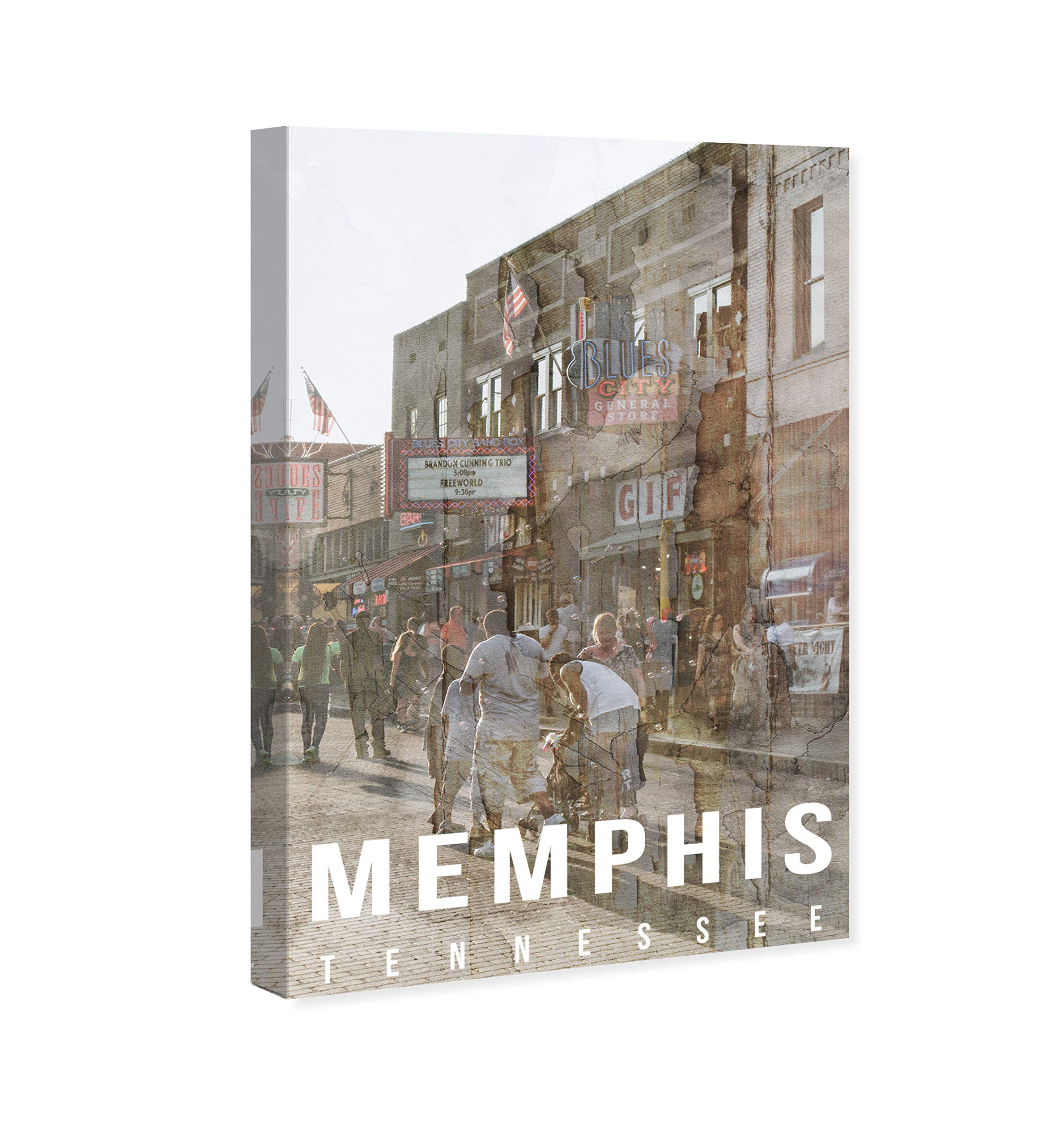Oliver Gal Artist Co. Memphis Landscape Wall Art Canvas Print - 24x36 Inches, Brown & White - Modern City Skyline Home Decor for Living Room, Bedroom & Office