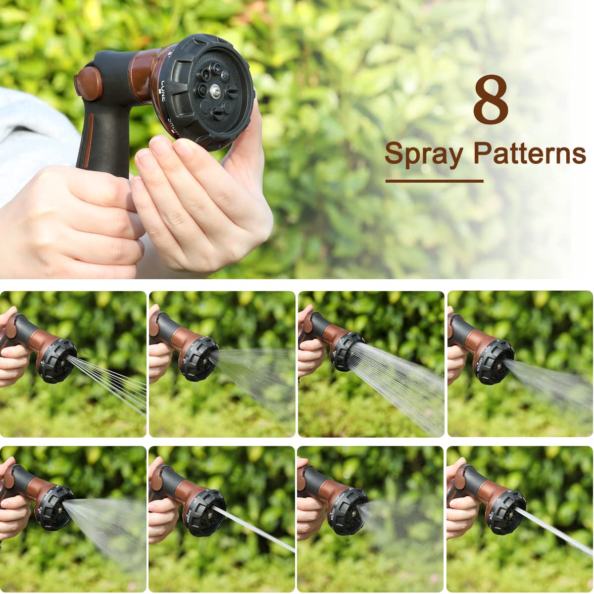 FANHAO Heavy Duty Metal Garden Hose Nozzle - 100% Rust-Proof Thumb Control Water Sprayer for Lawn, Car Washing & Outdoor Cleaning