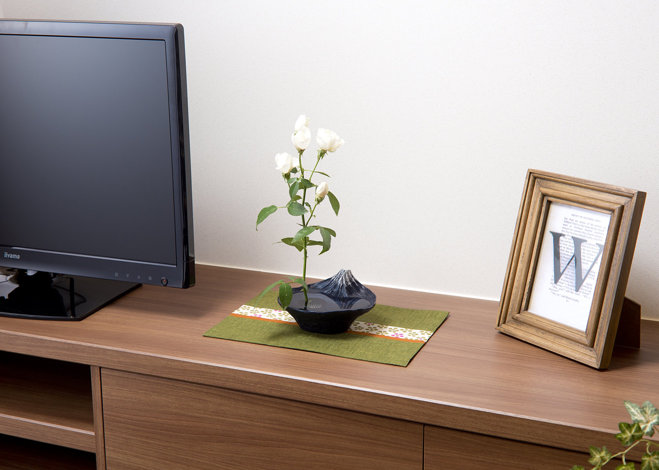 Nagae Flower Vase Basin - Elegant Blue Fuji & Shizukage Sakasa Design | Perfect for Home Decor, Wedding Centerpieces & Japanese Tea Ceremonies