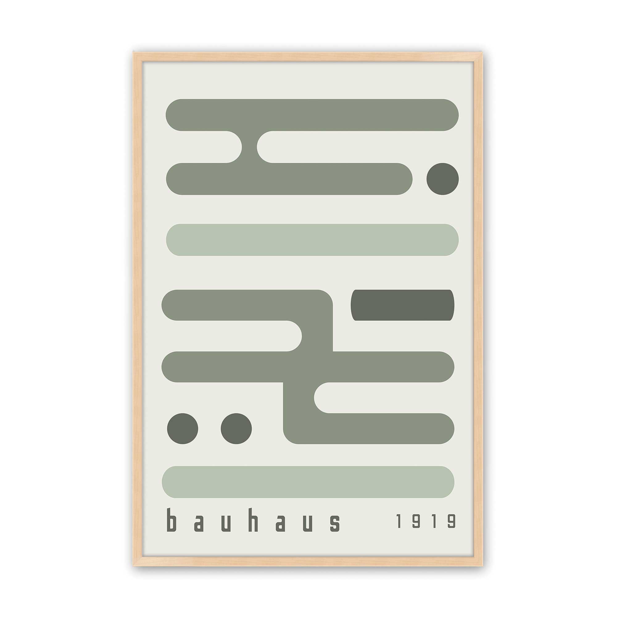 Bauhaus Minimalist Green Circuitry Print Art - Modern Abstract Wall Decor for Living Room, Office & Bedroom