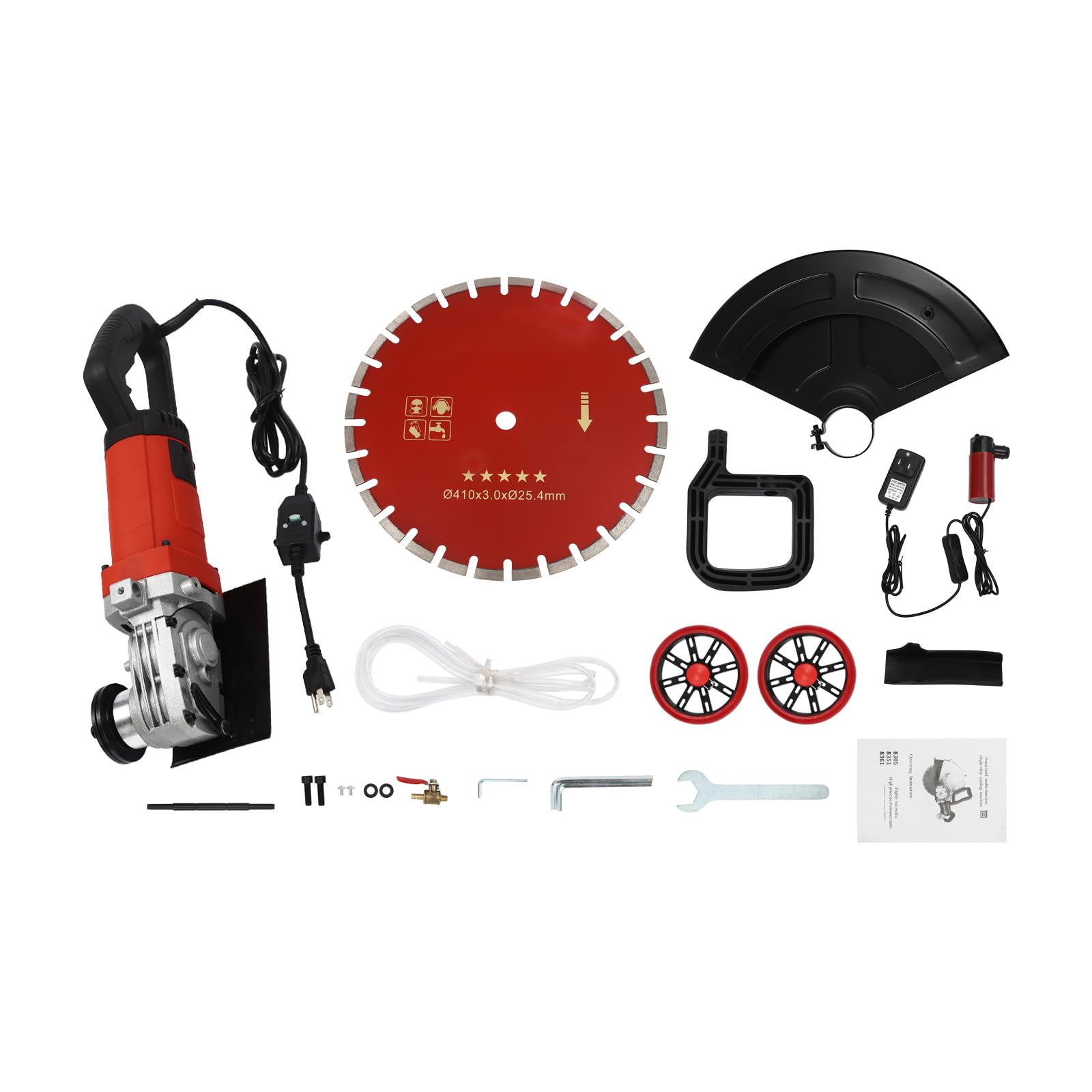 4000W Electric Concrete Saw with Water Fed Dust Suppression - 3000rpm Masonry Circular Saw for Cutting Stone & Granite (16in Blade) - Includes Saw Blade & Rolling Pulley - Ideal for Construction, Renovation & DIY Projects
