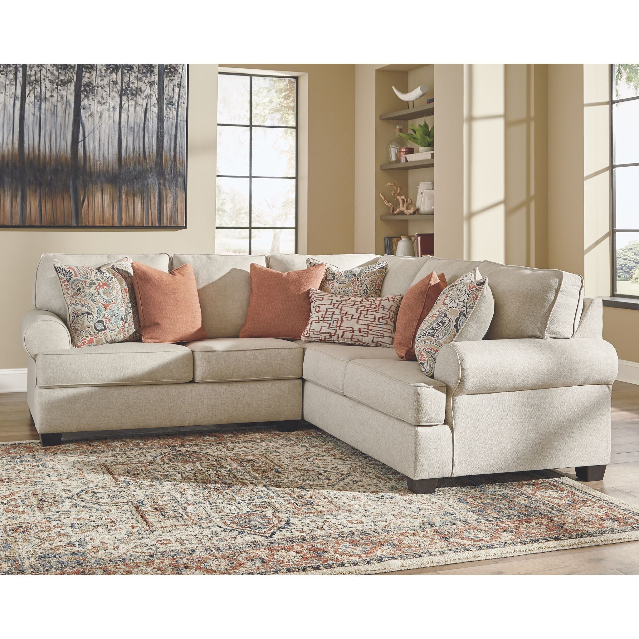 Amici 2-Piece Sectional Sofa Set - Modern L-Shaped Couch for Living Room, Lounge & Family Room - Comfortable Fabric Upholstery with Reversible Chaise
