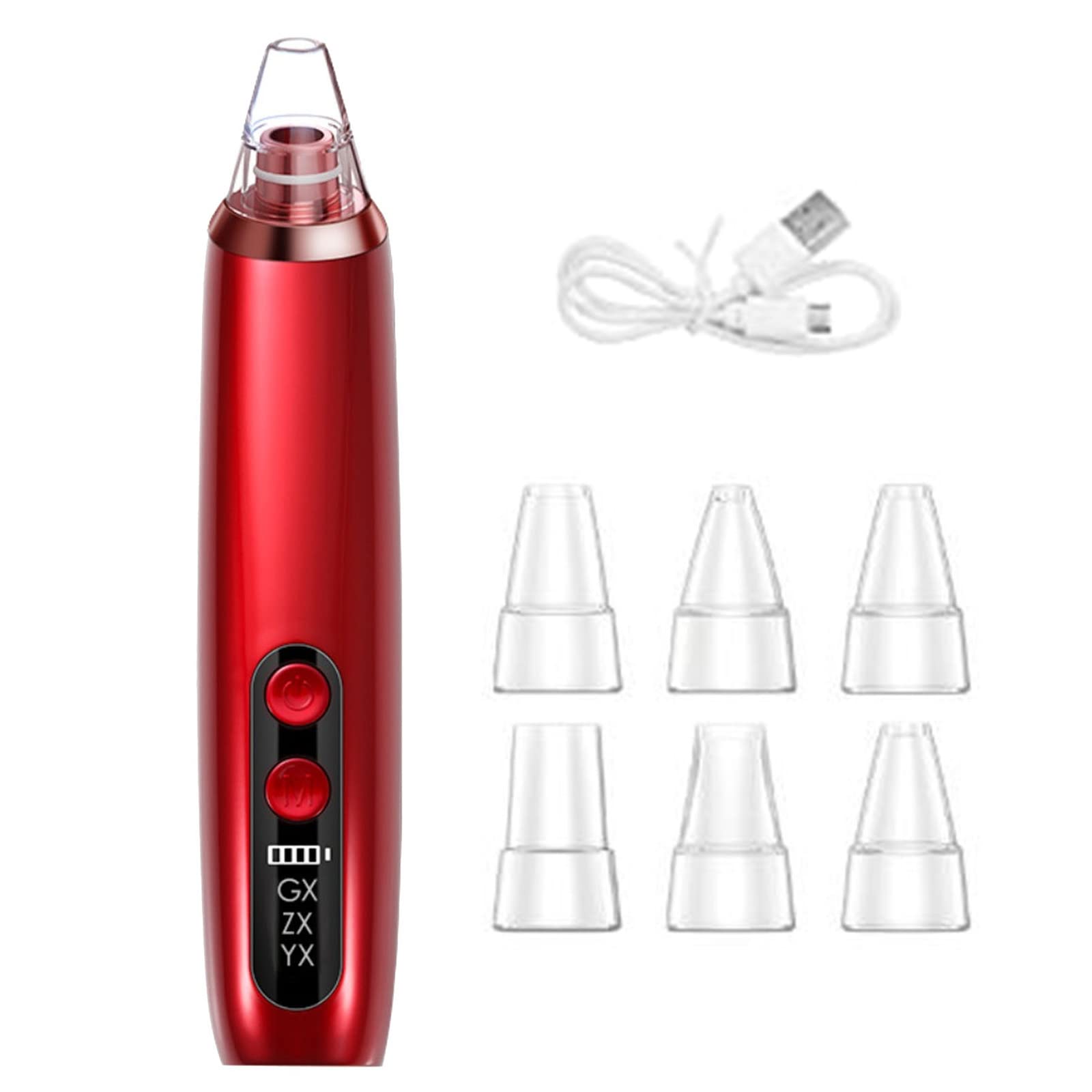 Professional USB Electric Blackhead Remover Tool - 6 Adjustable Suction Levels with Heating & Visualization for Deep Pore Cleansing | Facial Vacuum Cleaner for Blackheads & Acne | Perfect for Home Spa & Skincare Routine (Red)
