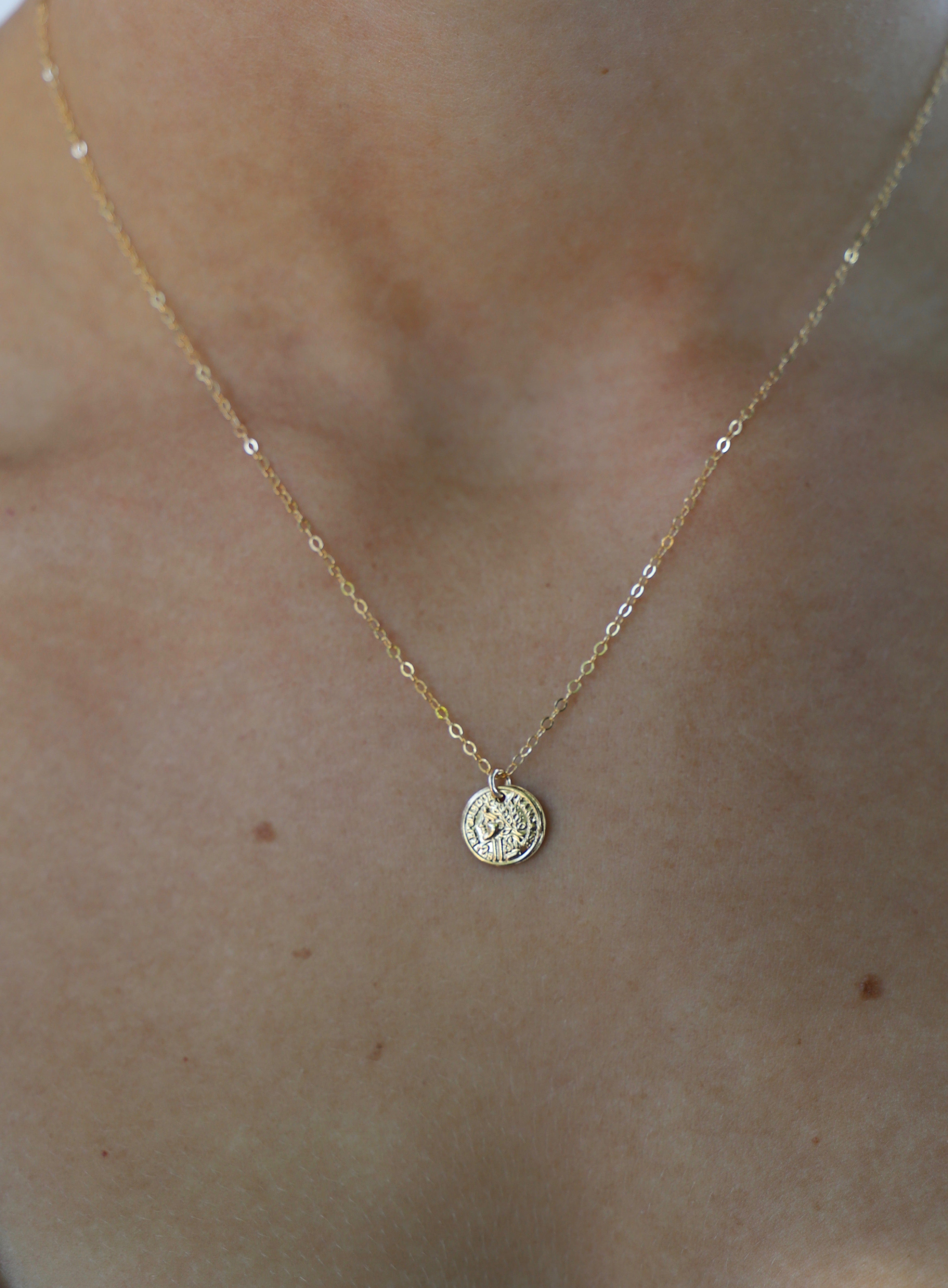 Petite Coin Necklace - Dainty Gold or Silver Minimalist Pendant for Women - Perfect for Layering, Everyday Wear & Gift Giving
