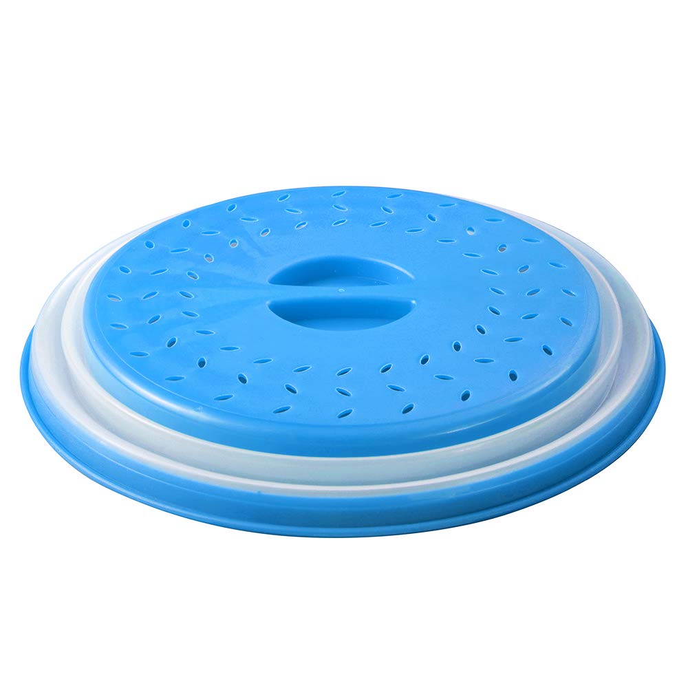 2 Pack Microwave Splatter Cover – Vented Collapsible Microwave Food Cover with Easy Grip Handle, Dishwasher-Safe, BPA-Free Silicone & Plastic – 10.5 Inch Round (Blue) – Perfect for Reheating Food & Preventing Messes in Microwave