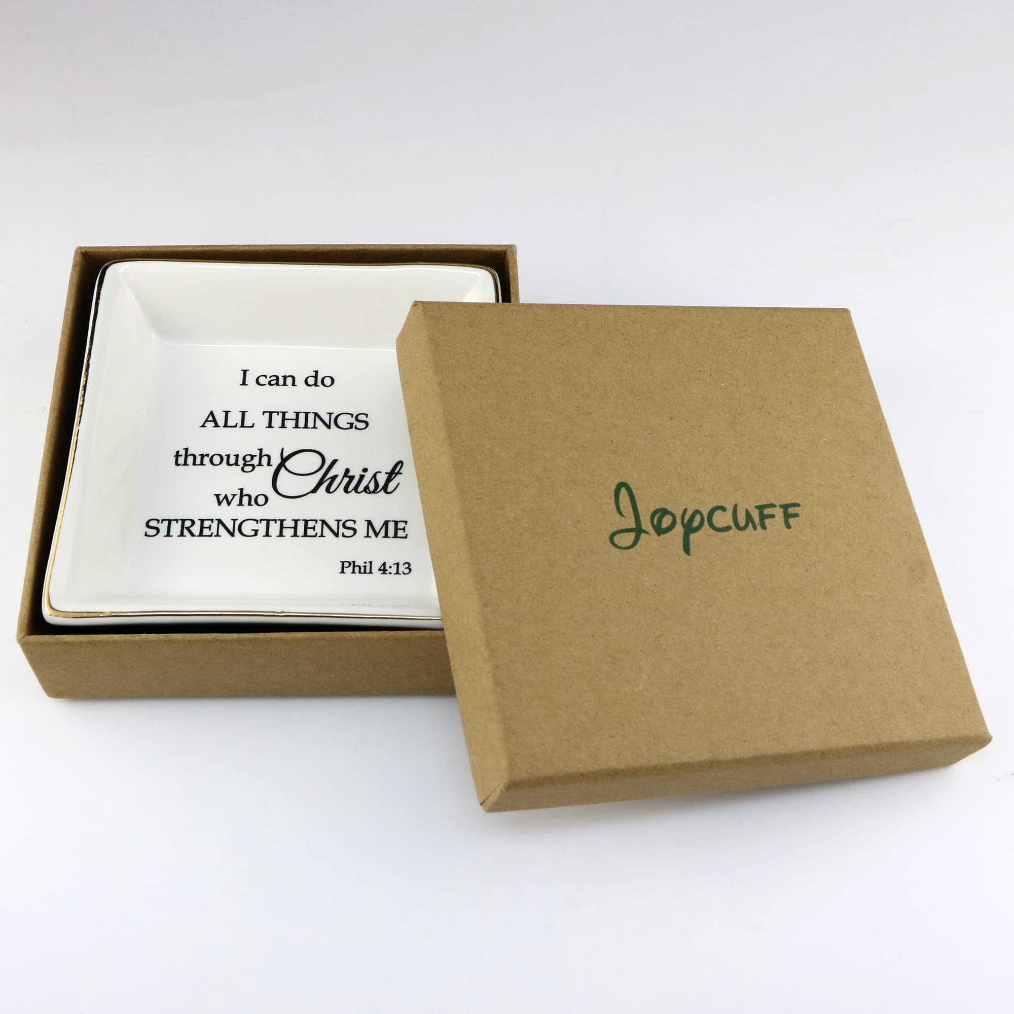 JoycuFF Inspirational Christian Jewelry Gift Set - Religious Trinket Dish Tray for Women & Teens - Perfect for Birthdays, Thanksgiving & Christmas - Bible Verse Home Decor & Faith-Based Gift Idea