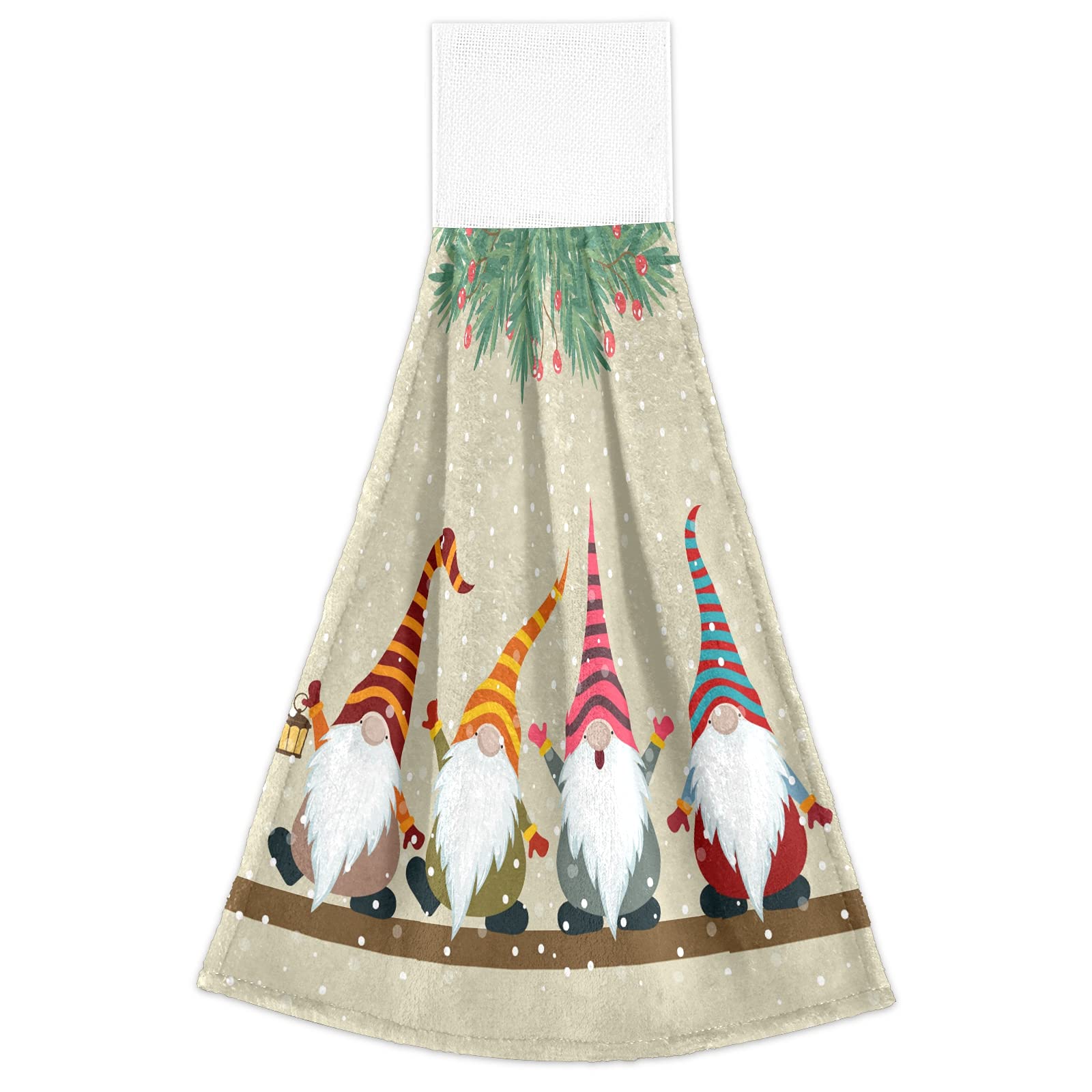Christmas Gnome Hanging Kitchen Towels 2-Pack - Festive Winter Xmas Tree Hand & Bath Towels for Farmhouse Decor, Housewarming Gifts, Tea Bar, and Bathroom Use - Perfect for Holiday Home Decor & Kitchen Accessories