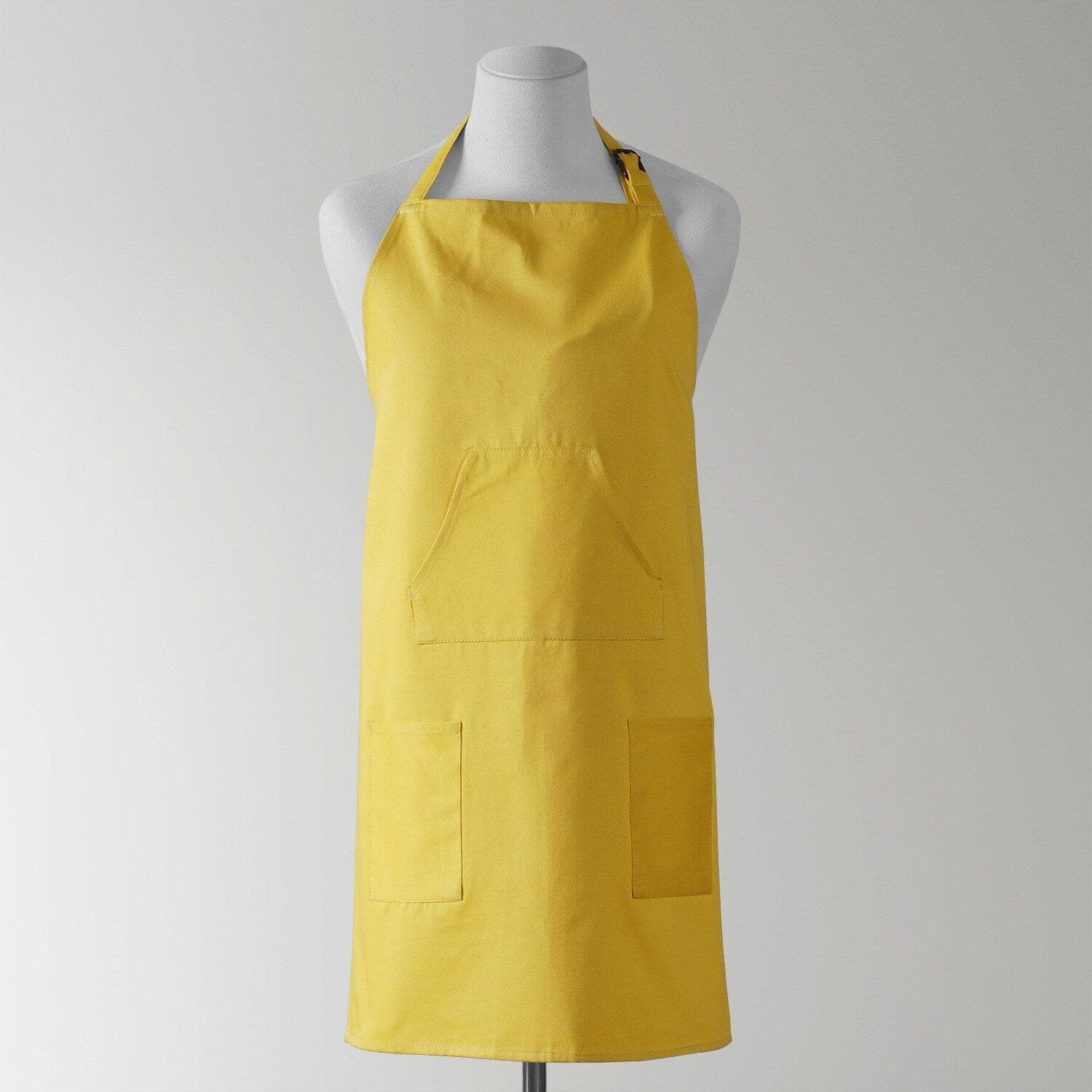 Mustard Yellow Solid Cotton Apron for Cooking, Baking & Grilling - Durable & Stylish Kitchen Apron for Chefs & Home Cooks