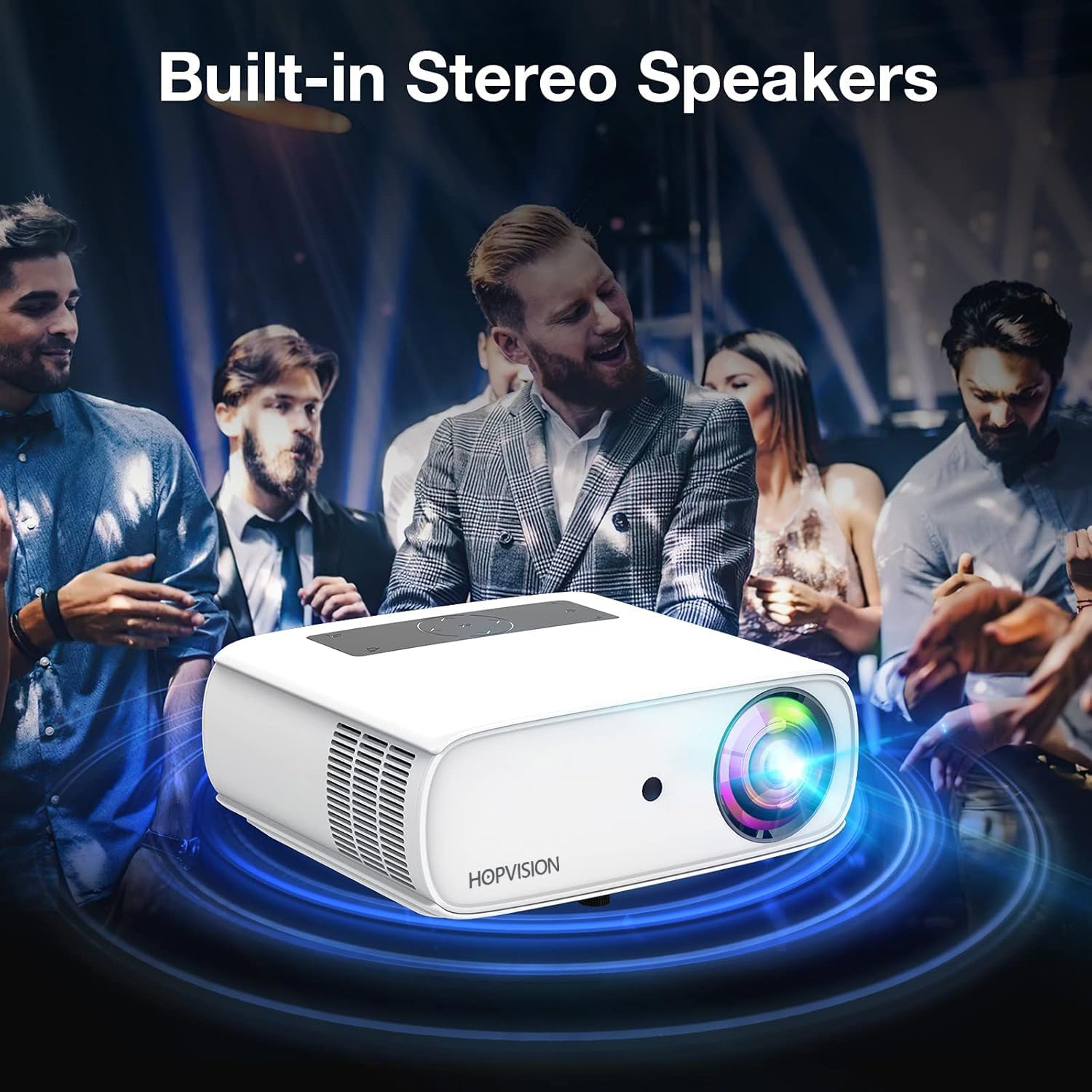 HOPVISION Native 1080P Full HD Projector - 9500Lux Brightness, 150000 Hours LED Life, 4K Support, 350