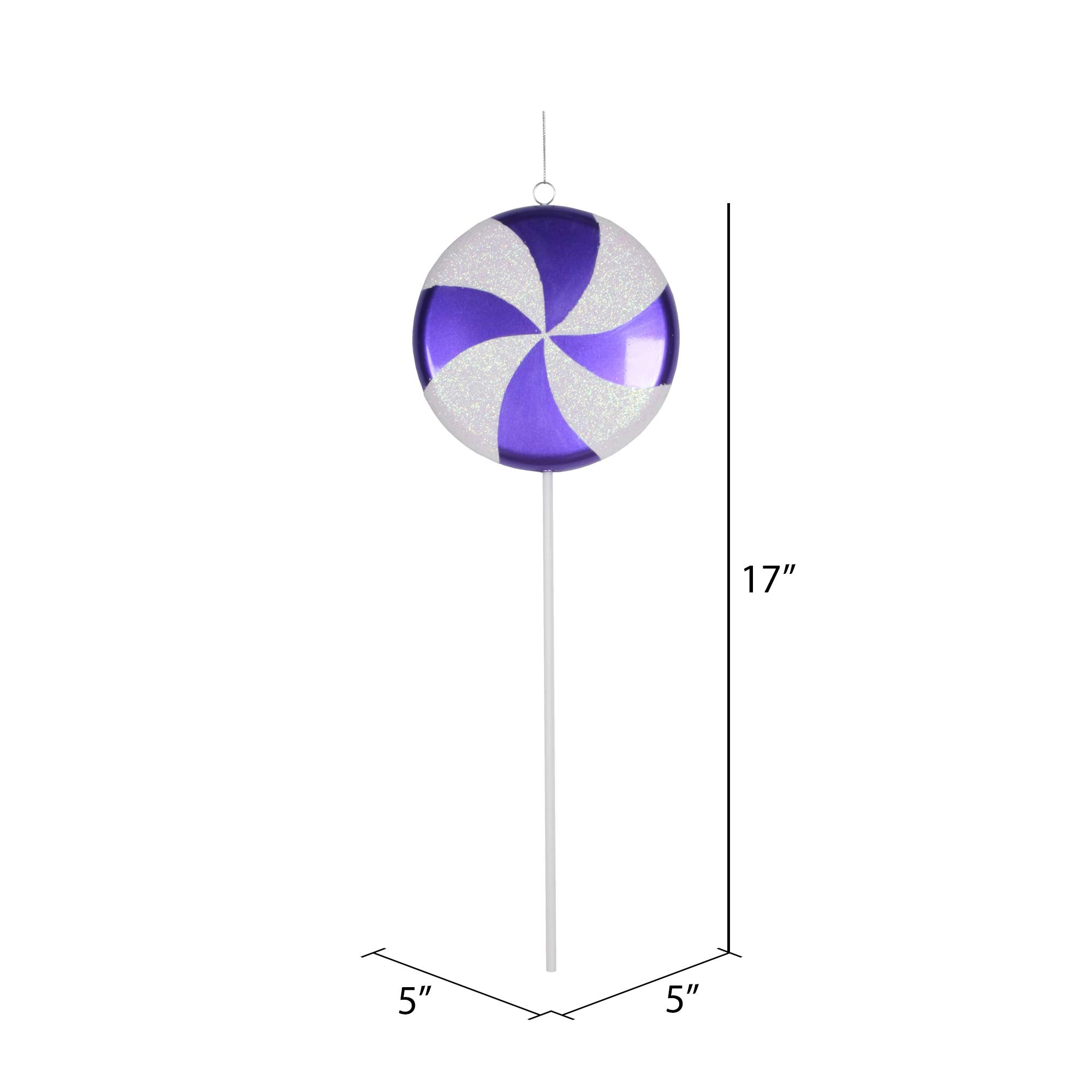 Vickerman 17-Inch Purple and White Candy Lollipop Christmas Tree Ornament - Perfect for Holiday Decor, Party Favors, and Festive Home Decorations