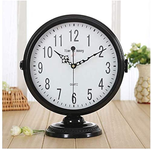 Modern Minimalist Double-Sided Desk Clock Stand - Silent Non-Ticking European Style Pendulum Clock for Office Desk, Living Room & Study (Color: Dark Wood) | Perfect for Home Decor, Gift & Workspace Organization