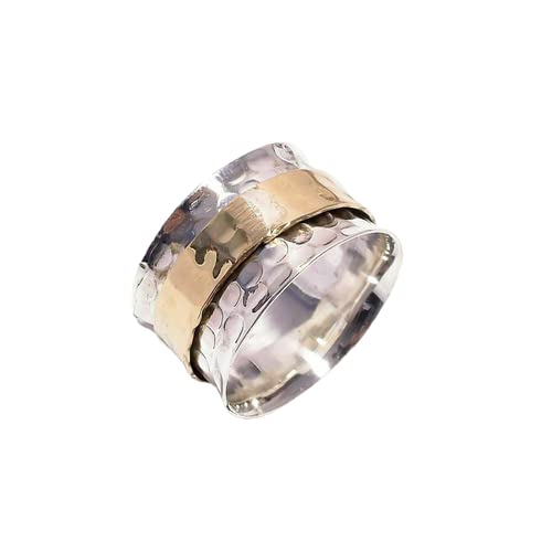 Handmade 925 Sterling Silver Spinner Ring - Boho Meditation Ring for Women, Personalized Hammered Band Ring, Unique Valentine's Day Jewelry Gift | Perfect for Stress Relief, Yoga & Mindful Moments | BY TEJIKA