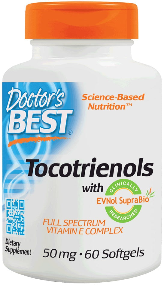 Doctor's Best Tocotrienols 50mg - 60 Softgels | Premium Vitamin E Supplement for Heart & Brain Health | Supports Antioxidant Defense & Healthy Aging
