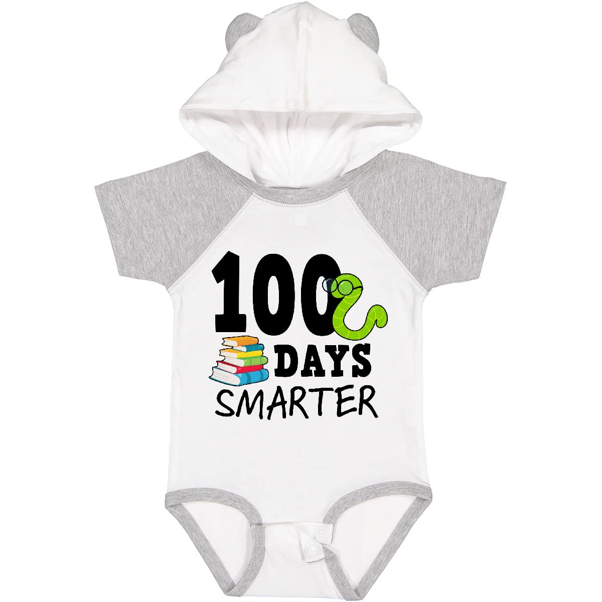 100 Days Smarter with Books and Worm Baby Bodysuit - Cute First Day of School Outfit for Infants | Perfect for School Milestones, Photo Shoots & Smart Casual Wear