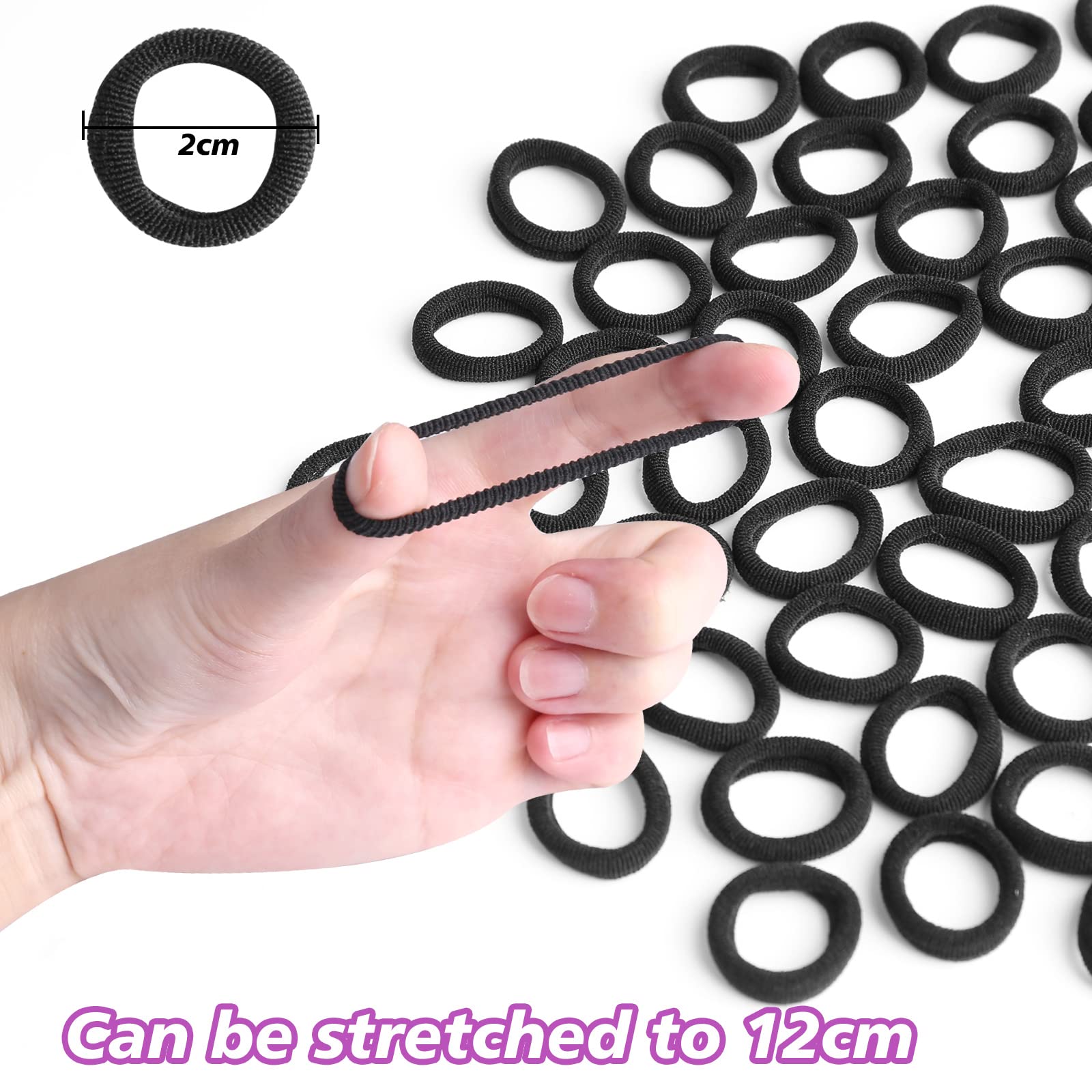 100 Pcs Soft Black Baby Hair Ties - Tiny Elastic Rubber Bands for Toddler Girls | Gentle Ponytail Holders for Newborns & Kids | Perfect for Daily Use, School, Parties & Photo Shoots