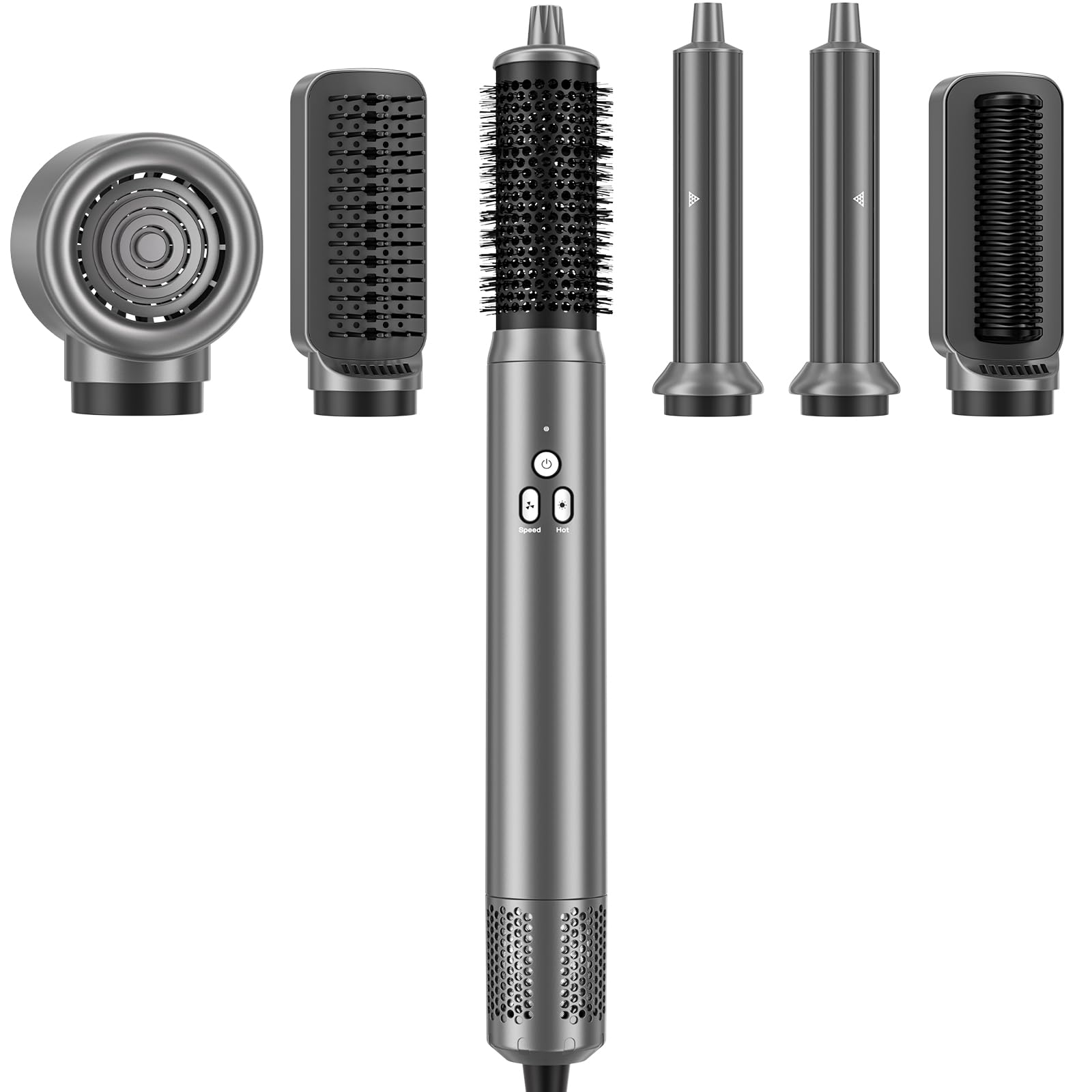 AOMEES Professional 6-in-1 Hot Air Styler & Hair Dryer Brush - Ionic Hair Dryer, Volumizer, Straightener & Curler for Heat-Free Styling | Salon Quality Blowout at Home for Smooth, Shiny Hair