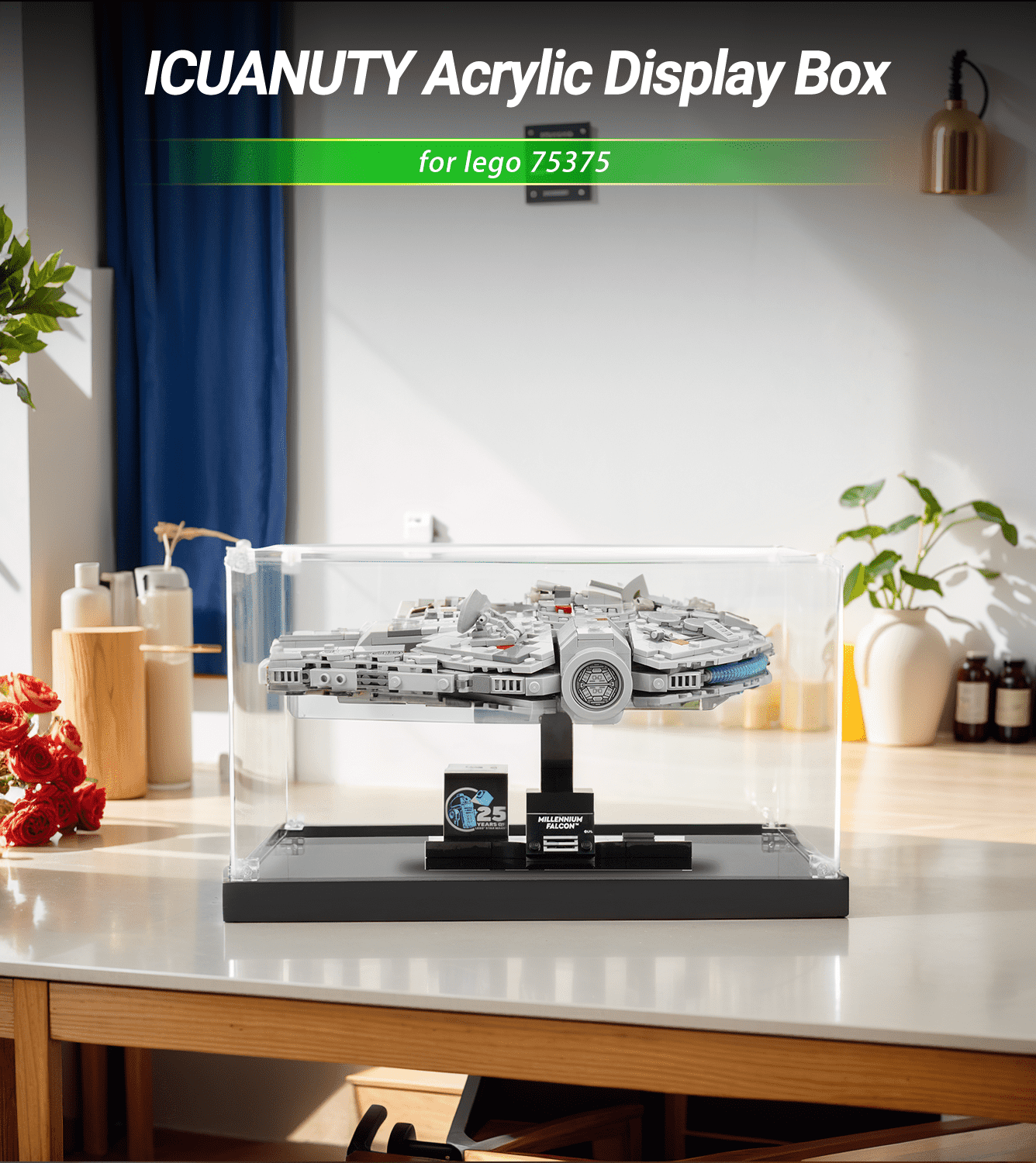 LEGO Star Wars Millennium Falcon 75375 Display Case - Premium Acrylic Showcase for Collectible Model | Perfect for Home Decor, Office Display & Gift for Star Wars Fans