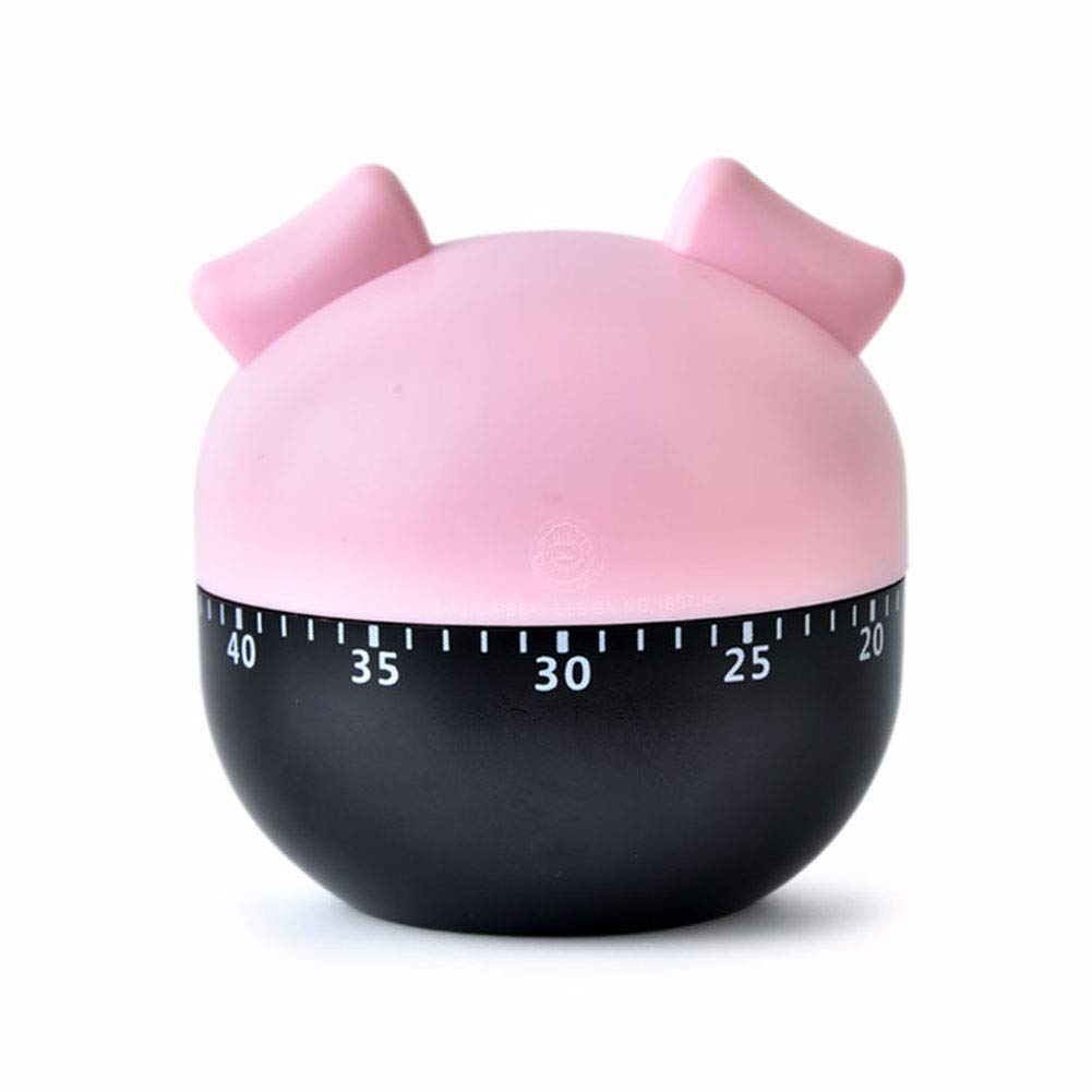 60-Minute Cute Cartoon Pig Kitchen Timer - Loud Alarm Mechanical Cooking Clock for Baking, Studying & Classroom Activities (Khaki)