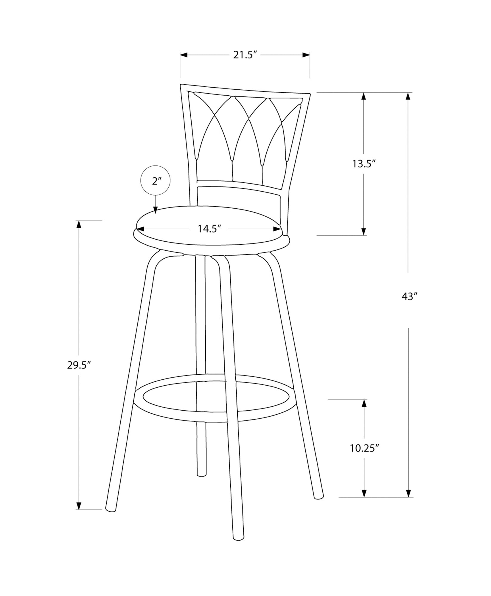 2-Pack Dark Coffee Metal Swivel Bar Stools 43