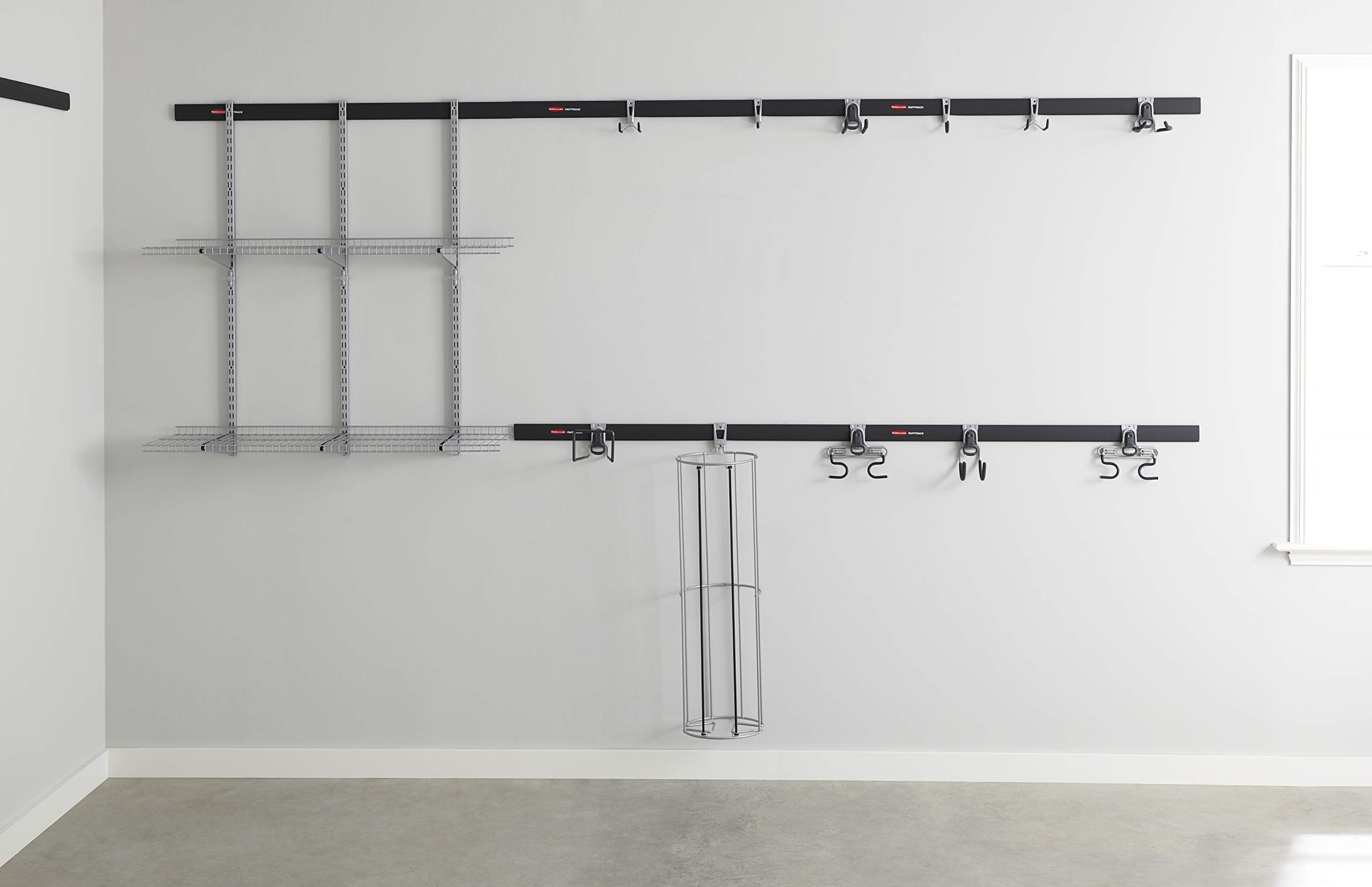 Rubbermaid FastTrack 48-Inch Wall Mounted Garage Storage System - Heavy Duty 1750 lb Capacity per Rail - 2-Pack for Home & Garage Organization - Perfect for Tools, Bikes, Shelves & Sports Equipment Storage