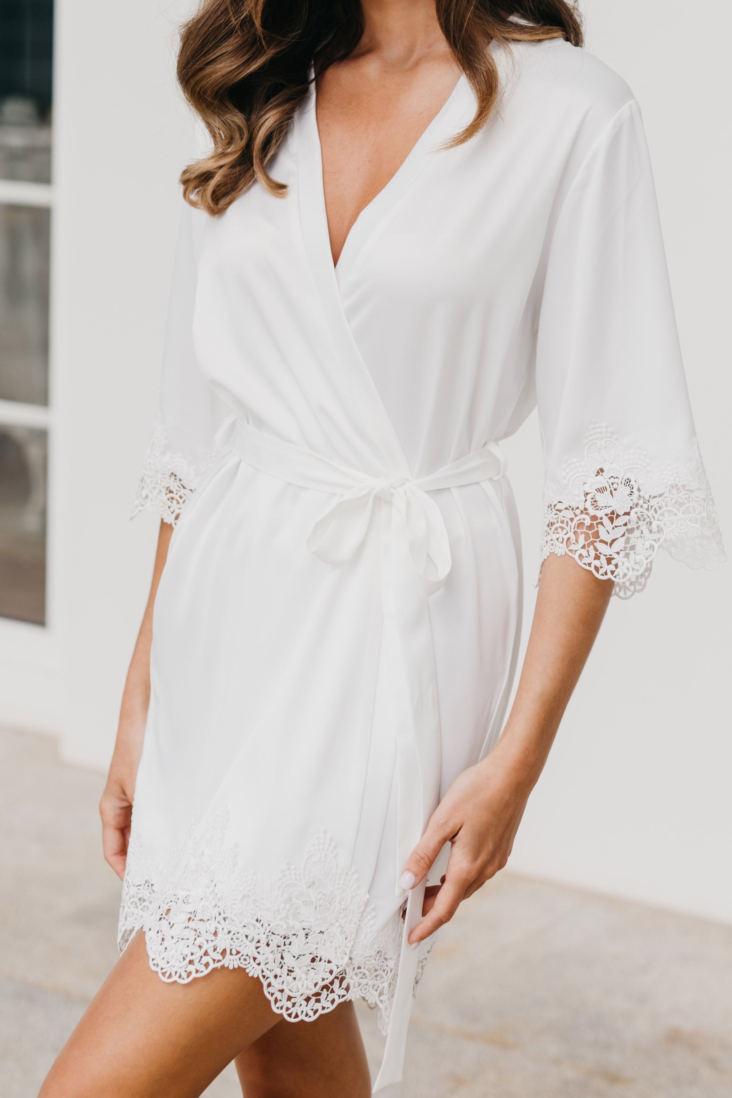 Chiara Satin Trim Robe for Women - Luxurious Soft Loungewear & Bridal Nightgown - Perfect for Spa Days, Bridal Showers & Hotel Getaways