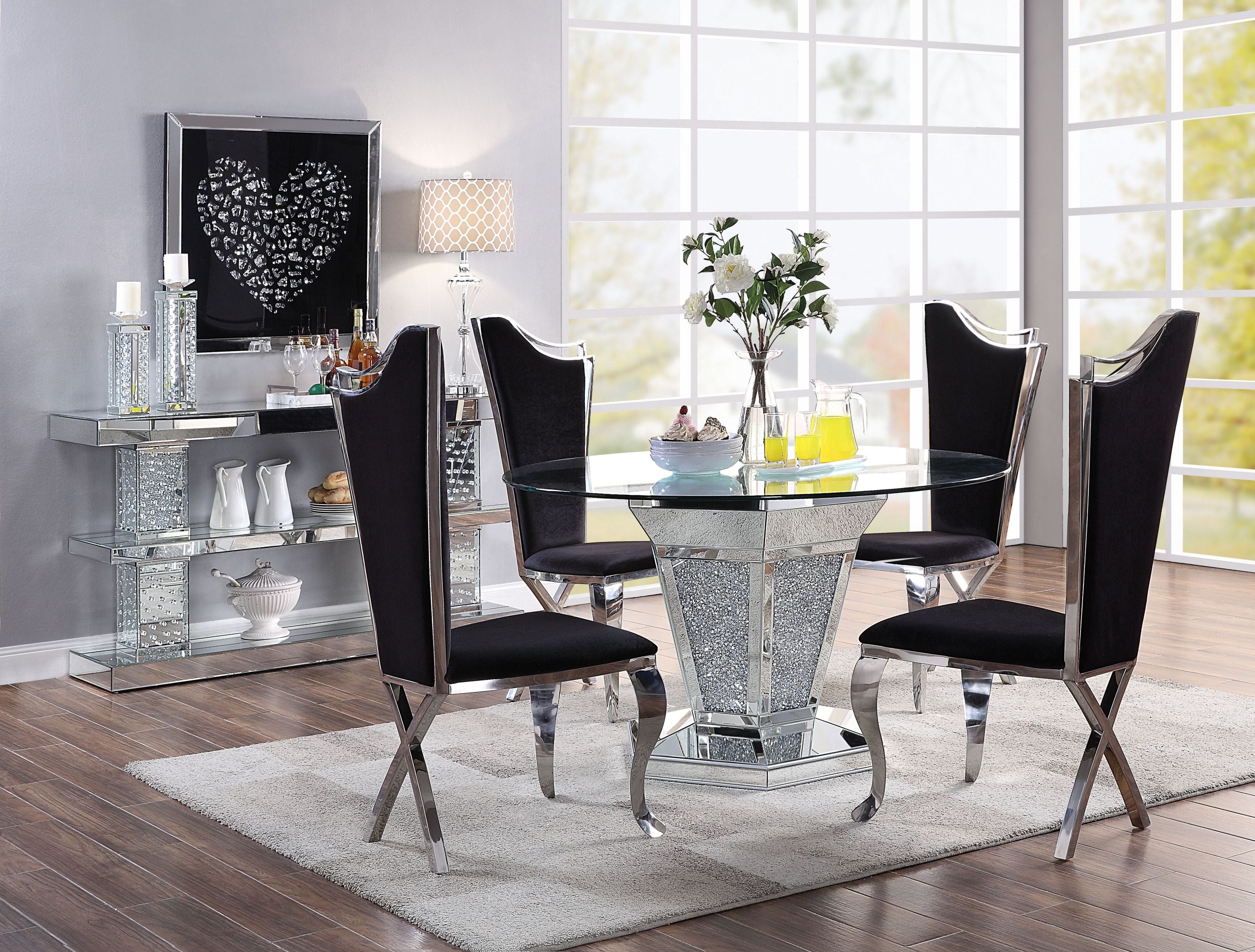 Modern Black & Stainless Steel X-Back Dining Chairs - Set of 2 Contemporary Metal Side Chairs for Kitchen, Dining Room, Office or Outdoor Patio