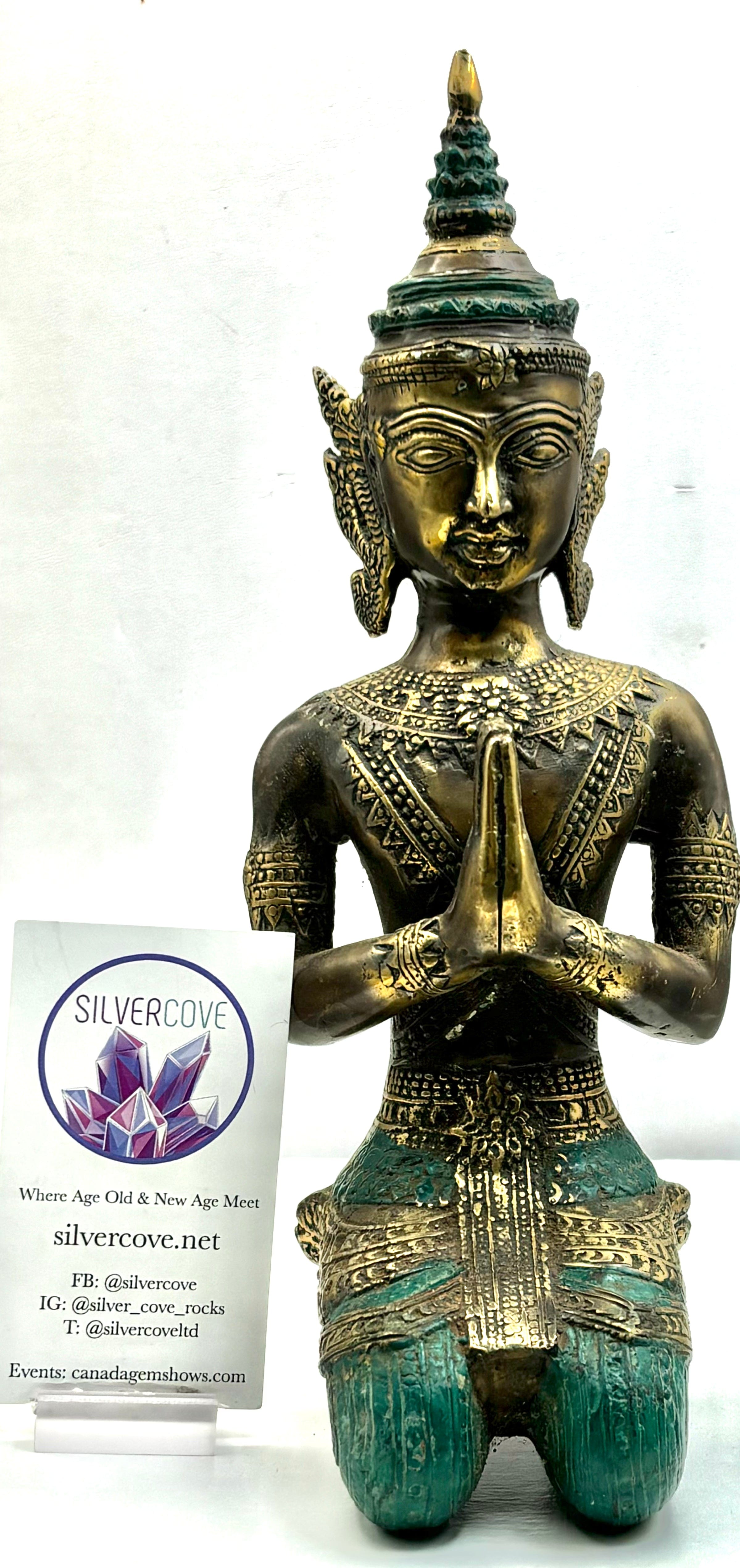 Handmade Bronze Buddha Statue for Meditation & Prayer - Spiritual Home Decor & Yoga Studio Centerpiece