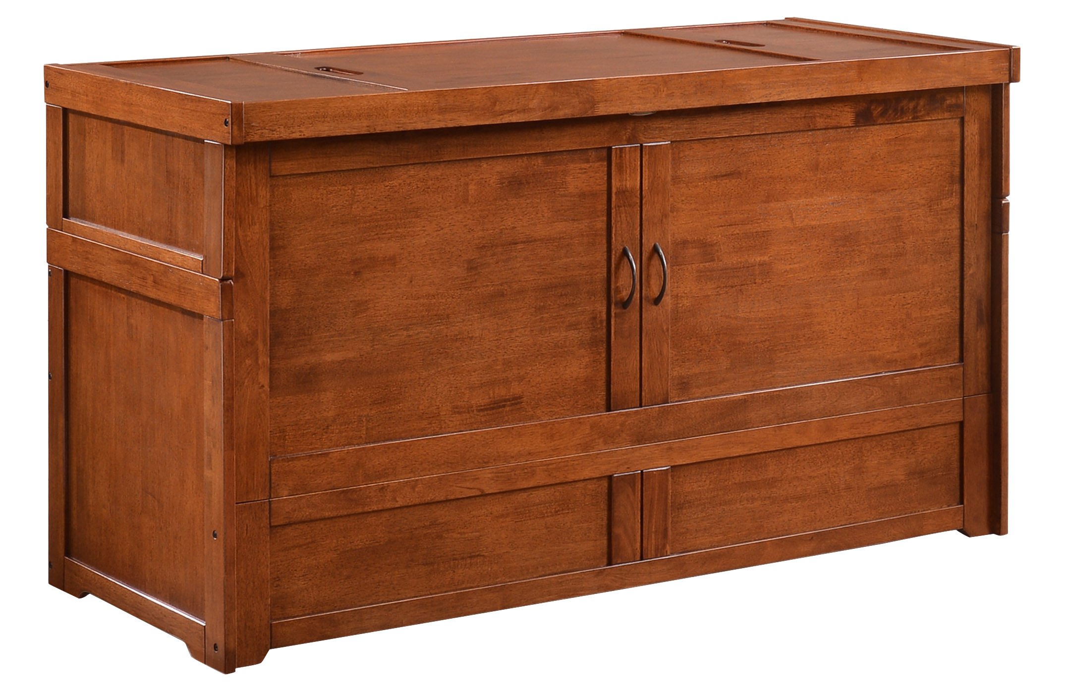 Murphy Cube Cabinet Bed - Queen Size, Cherry Finish | Space-Saving Wall Bed for Small Apartments & Guest Rooms | Night & Day Furniture