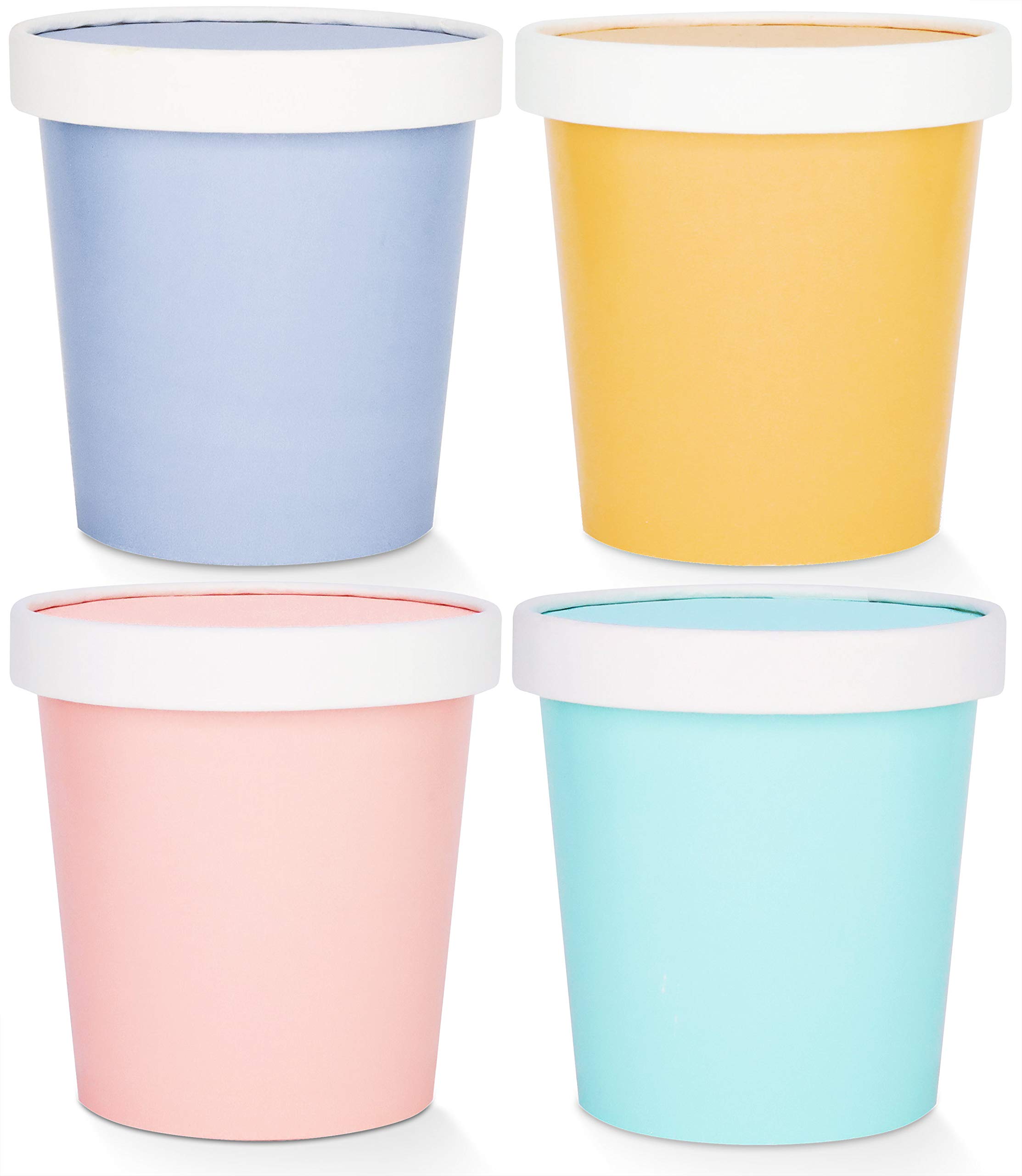 Glowcoast 16 oz Disposable Ice Cream Containers with Lids - Freezer-Safe Paper Pint Tubs for Homemade Ice Cream, Frozen Yogurt, Gelato & Desserts (24 Pack, Assorted Colors) - Perfect for Ice Cream Shops, Bakeries & Party Treats