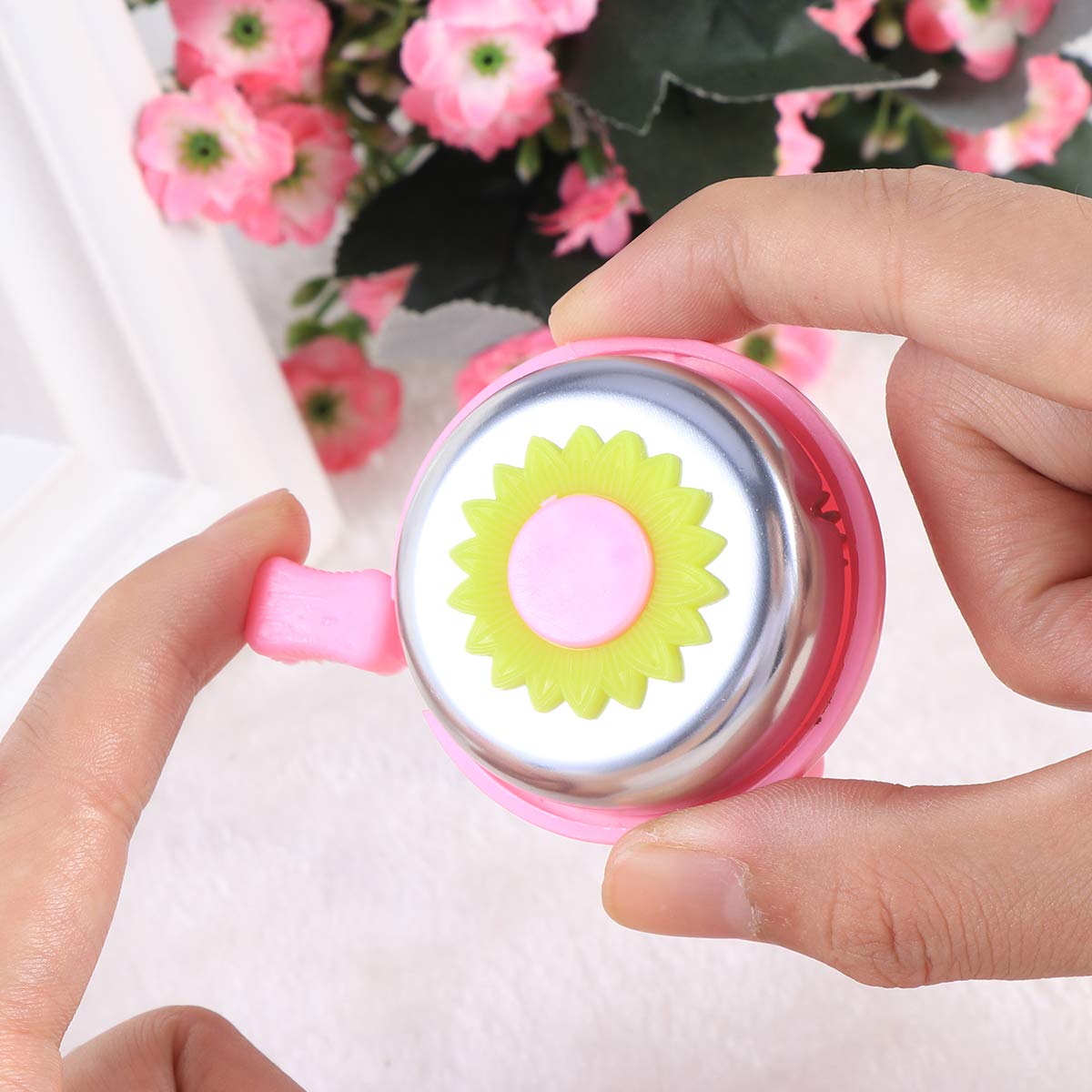 Sunflower Bike Bell for Kids - Loud Cycling Bell with Ring Horn Alarm for Boys & Girls (Pink) - Perfect for Safe Biking, School Commutes & Family Rides