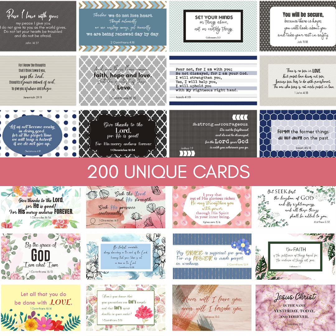 BRYTEFY 200 Inspirational Christian Prayer Cards with Bible Verses - Religious Scripture Cards for Women & Men - Perfect for Bible Study Groups, Church Events & Spiritual Gifts