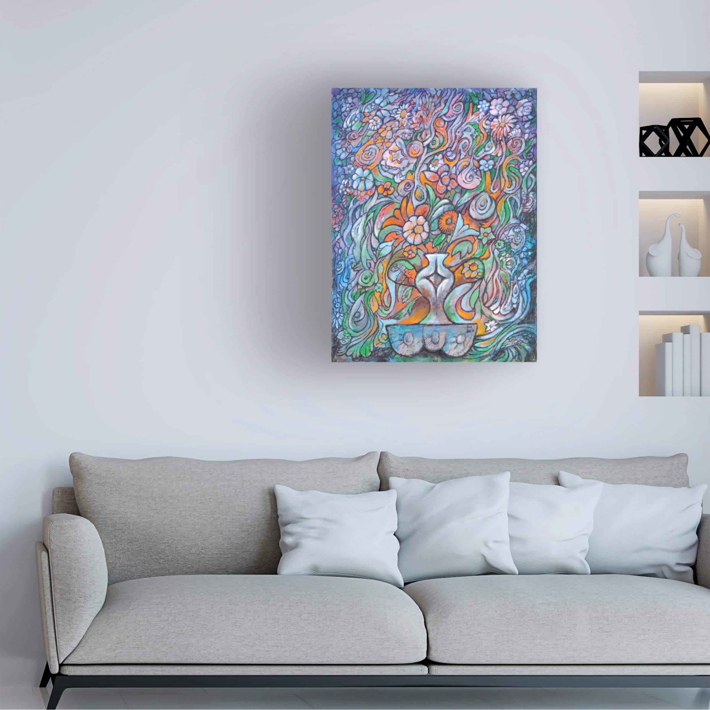 Bill Bell 'The Flower Vase' Canvas Wall Art Print - Floral Home Decor for Living Room, Bedroom & Office - Premium Trademark Fine Art Collection